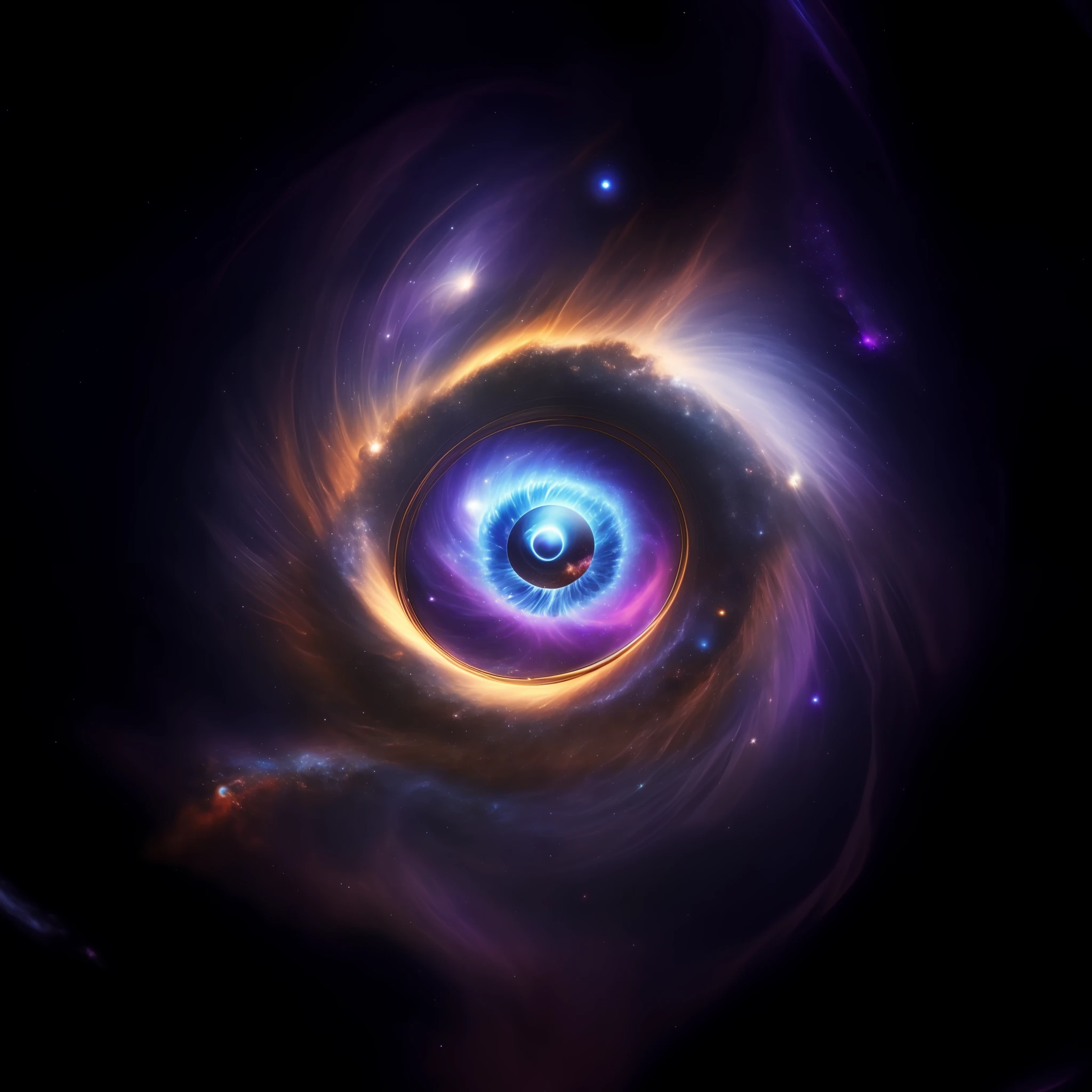 a close up of a spiral in the middle of a galaxy, the eye of the universe, abstract black hole in space, swirling vortex of energy, black hole time portal, luminous black hole portal, the eye of god, black hole in space, interstellar infinity portal, portrait of a mystical giant eye, portrait of a cosmic entity, interstellar vortex through time