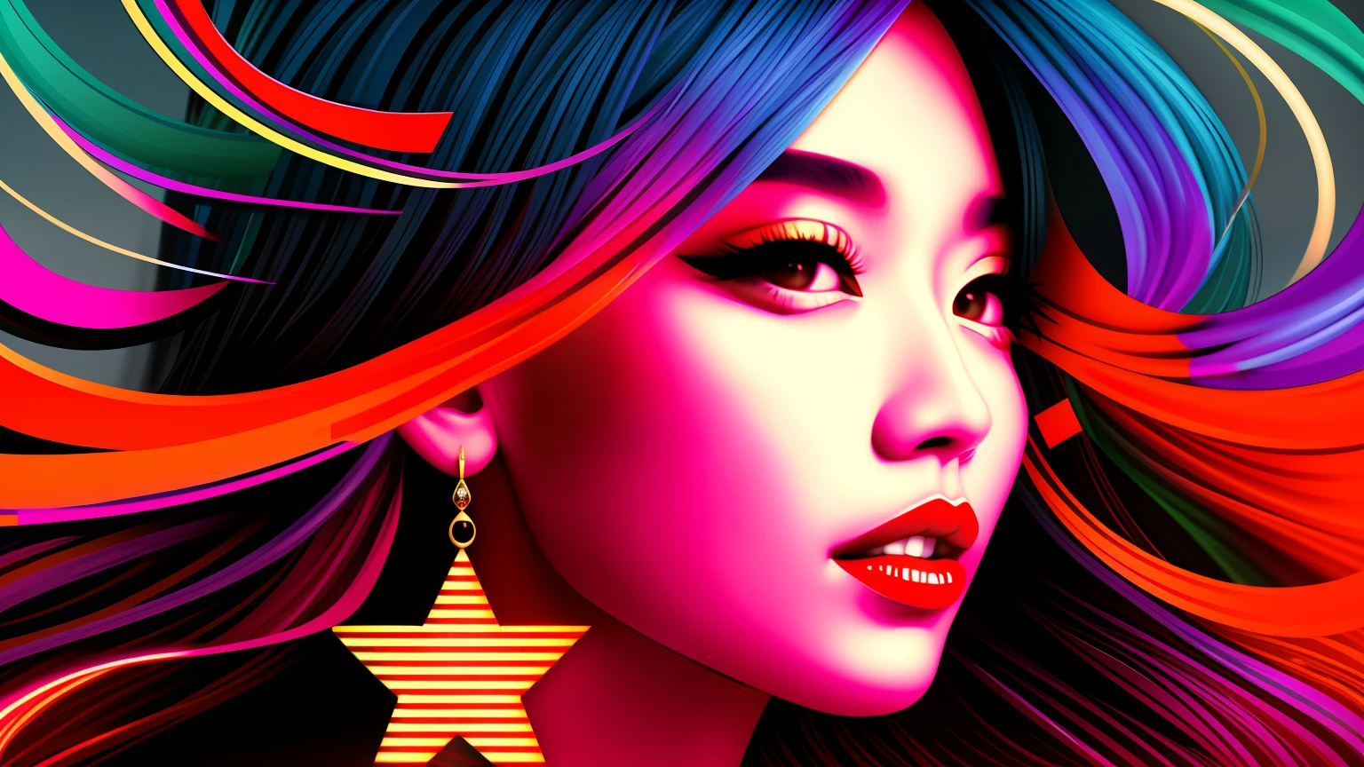 Create a captivating thumbnail for a YouTube channel's music video mashup featuring a fusion of Asian pop music videos with English music. Thumbnail Description: Design an attention-grabbing thumbnail that showcases the dynamic collision of Asian pop and English music in a visually stunning manner. Incorporate vibrant colors, cultural symbolism, and captivating typography to convey the excitement and diversity of this musical fusion. In the foreground, depict two music video frames featuring an Asian pop star on the left and an English music artist on the right. They should exude energy and confidence, captured in dynamic poses or dance moves. Blend the edges of the frames to symbolize the seamless integration of these musical worlds. In the background, create a captivating cityscape that merges iconic elements from Asian and Western cultures. Combine skyscrapers, neon lights, and recognizable landmarks to represent the fusion of diverse backgrounds. Infuse the cityscape with a sense of movement and energy, suggesting the unstoppable force of this musical mashup. Use a vibrant color palette that reflects the vibrancy of both Asian and English music scenes. Consider incorporating bold hues like electric blue, fiery red, and neon pink to grab attention. Add shimmering and glittering effects to elements throughout the thumbnail to enhance its visual appeal and evoke a sense of excitement. Incorporate typography that is modern, sleek, and dynamic. Place the title, "East Meets West: Mind-Blowing Asian Pop x English Mashup Extravaganza!" prominently, using a combination of Asian and English scripts. Experiment with different text effects, such as gradients, shadows, or glowing outlines, to make the title stand out. Overall, aim to create a visually captivating thumbnail that entices viewers to click and explore the fusion of Asian pop and English music. Capture the essence of cultural diversity, energy, and artistic harmony in a single eye-catching image. 
Negative --auto