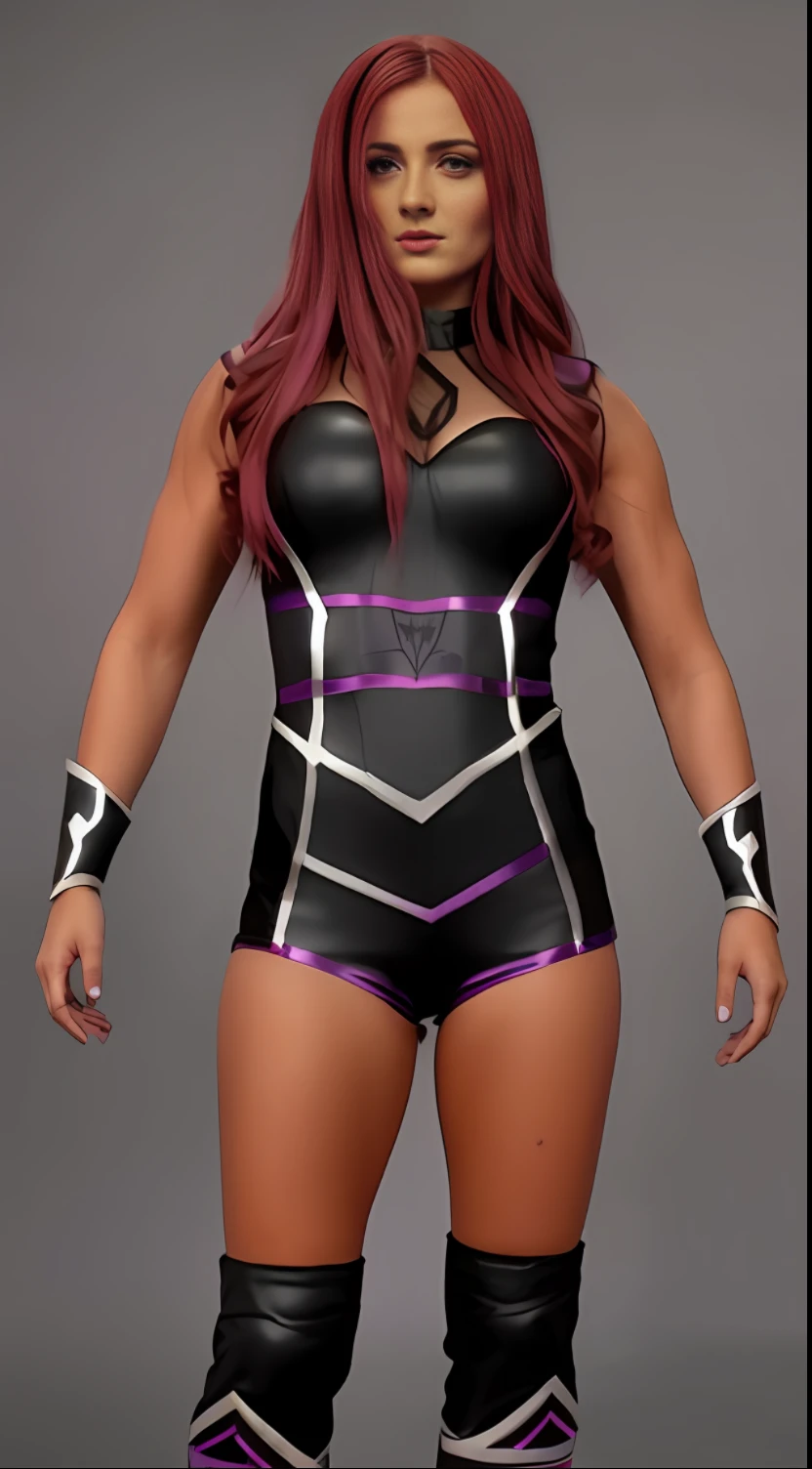 Une femme en costume de lutte noir et violet, Costume noir et violet, psylocke, costume en cuir noir, full body x-force outfit, Elegant purple outfit, hand painted textures on model, Chrome outfit, asuka suit under clothes!, Corps violet, avec des runes brillantes sur le corps, PBR cel ombré, Complete laserpunk suit, ( ( Spiderwoman ) )