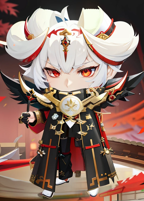 a close up of a doll with a sword and a sword, keqing from genshin impact, zhongli from genshin impact, genshin impact character, onmyoji, genshin, video game genshin impact, ayaka genshin impact, from arknights, onmyoji detailed art, onmyoji portrait, genshin impact, genshin impact style