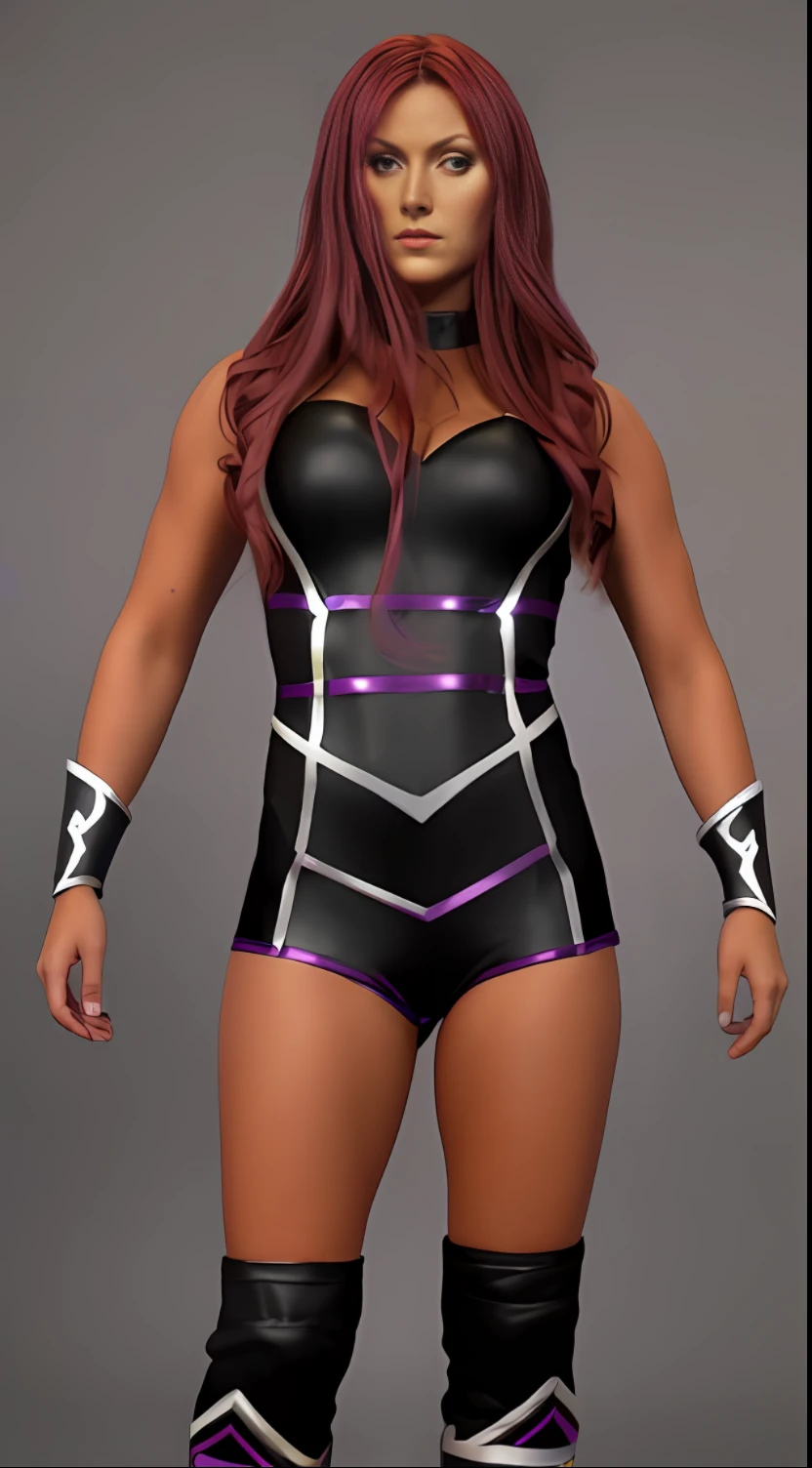 Une femme en costume de lutte noir et violet, Costume noir et violet, psylocke, costume en cuir noir, full body x-force outfit, Elegant purple outfit, hand painted textures on model, Chrome outfit, asuka suit under clothes!, Corps violet, avec des runes brillantes sur le corps, PBR cel ombré, Full laserpunk suit, ( ( Spiderwoman ) )