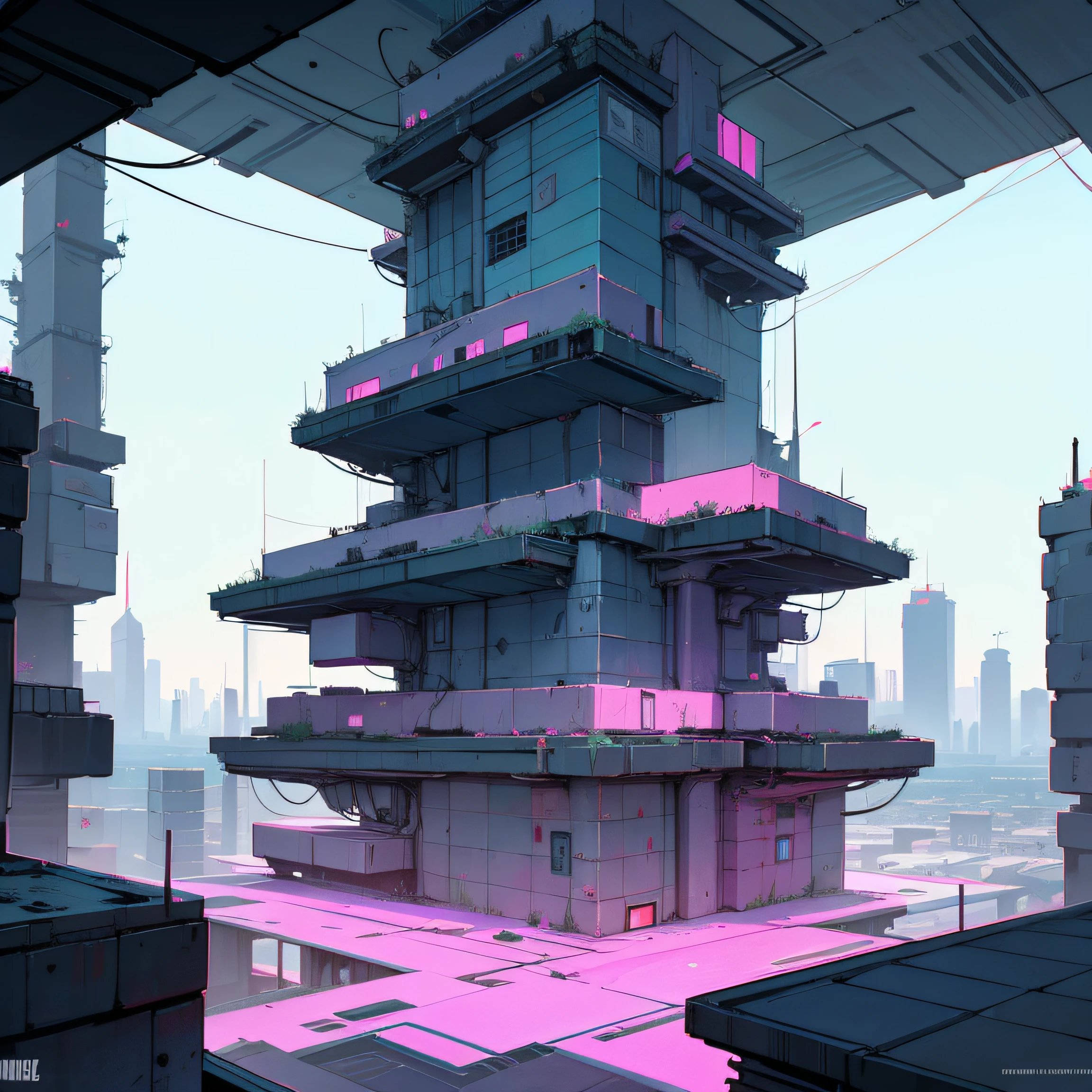 a post-apocalyptic Josan Gonzalez Deathburger style city --auto