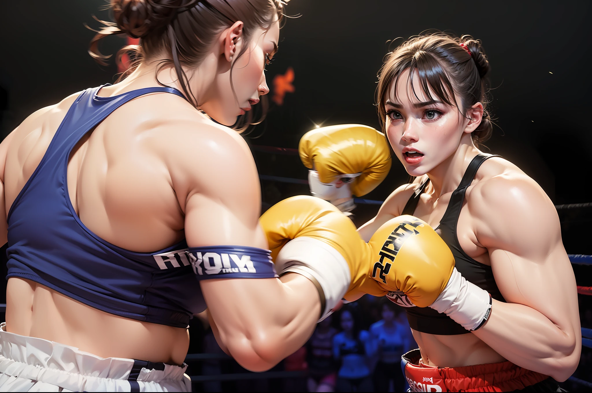 Best quality, women boxing fight, 2girl