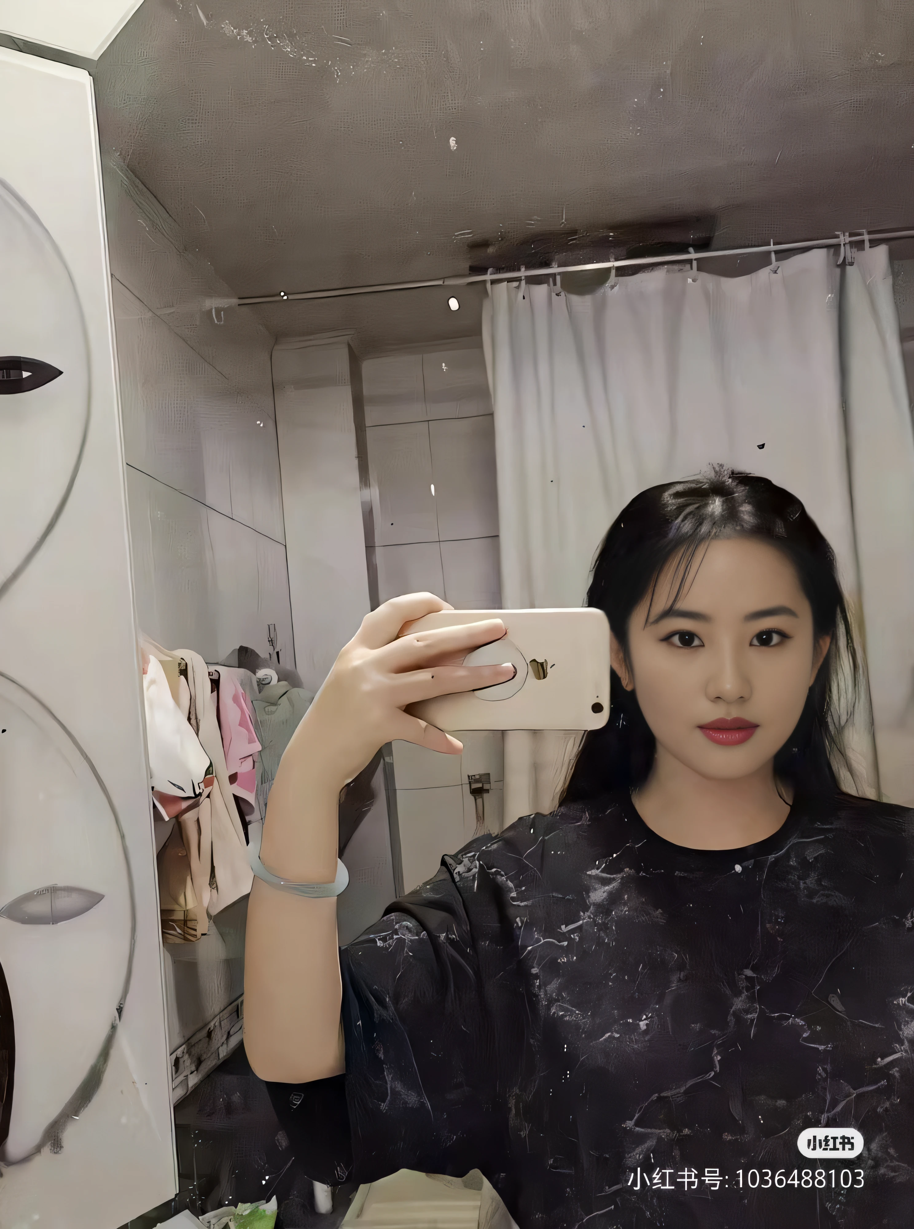 there is a woman taking a selfie in a bathroom mirror, 8k selfie photograph, 25岁少女, Liu Yifei,