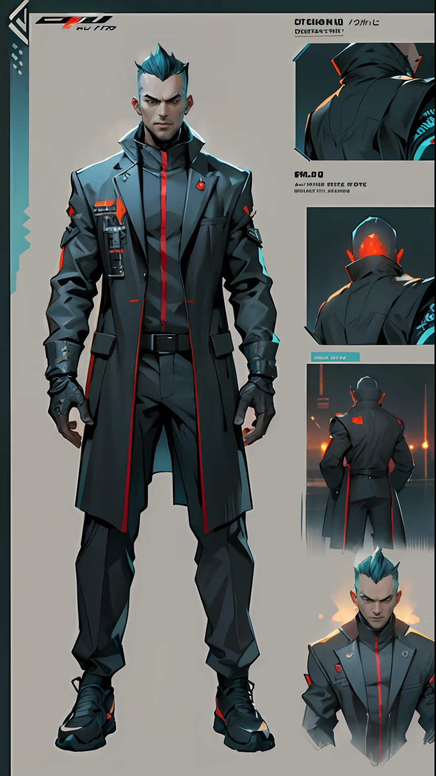 character sheet, full body front and back, cyberpunk mr sinister, overcoat, black suit, intricate detail, high detail, full color, perfect anatomy, centered, approach to perfection, 4k , cinematic dramatic atmosphere, artstation, concept art, fluid and sharp focus, volumetric lighting, cinematic lighting