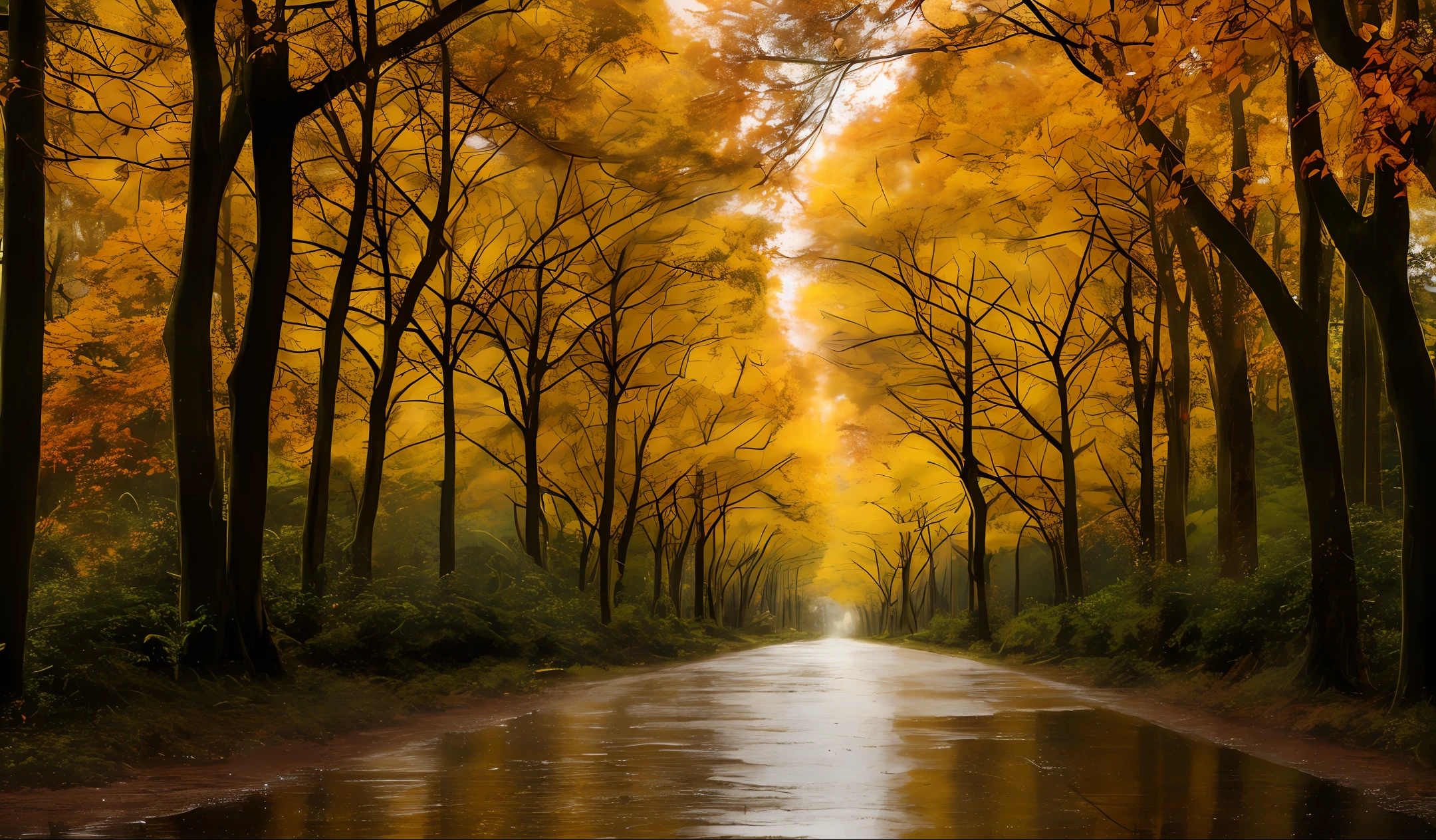 ln the forest,autumnal,rained,