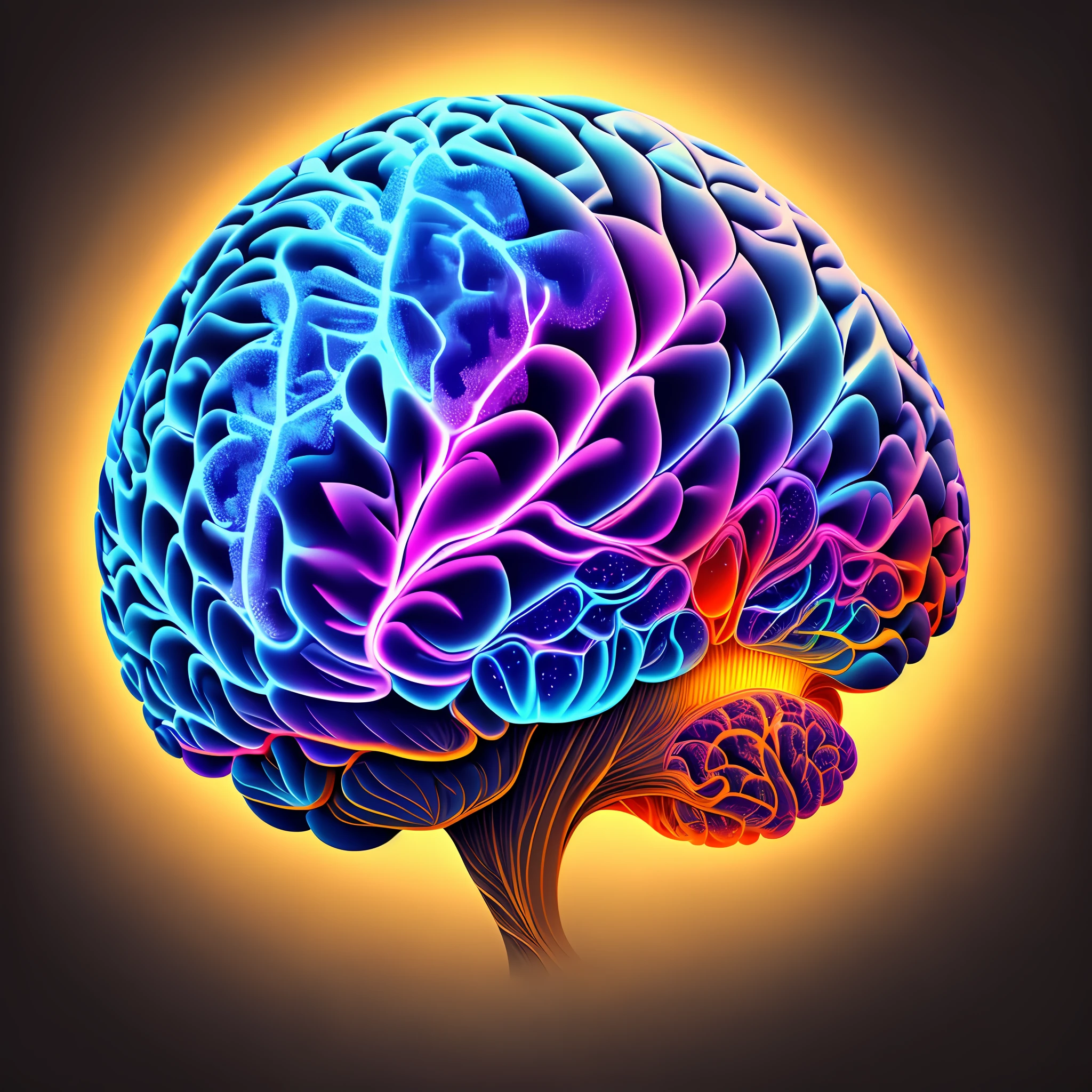 Image of a bright, colorful human brain on a dark background --auto
