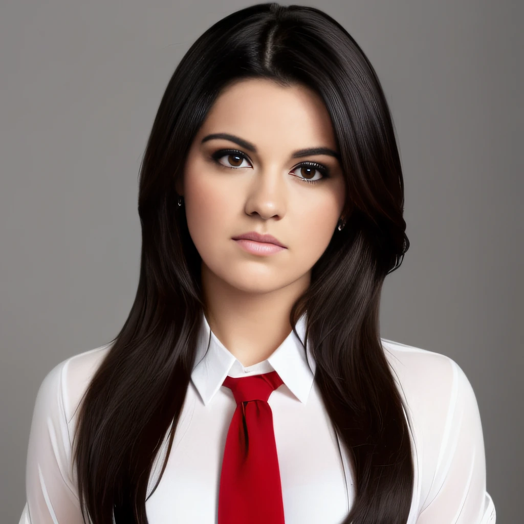 Mulher vestindo uma gravata vermelha e branca e uma camisa branca, Jovem latina Maite Perroni, head shoot, , Parece Lucy Hale, vestindo uma camisa com gravata --auto