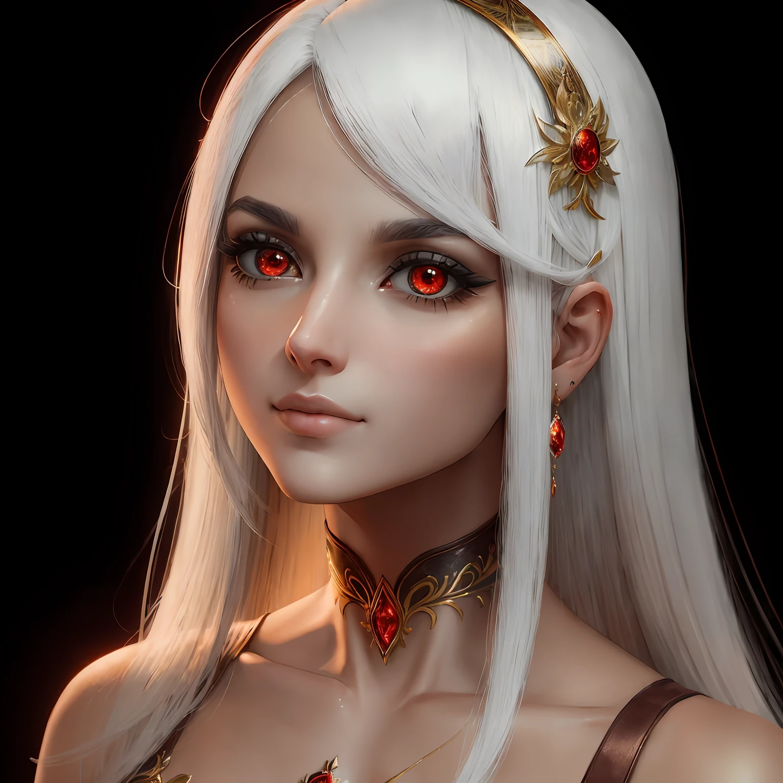 ((melhor qualidade)), ((obra-prima)), ((realista)), Apolo, corpo inteiro, The hair is white with a few details in red, eyes are amber in color, rosto masculino, tampo esculpido em metal, aura real, trending on ArtStation, foco nítido, Studio photo, detalhe intrincado, muito detalhado, olho detalhado, illustration, muito detalhado, foco nítido, digital render, profissional, 4k --auto