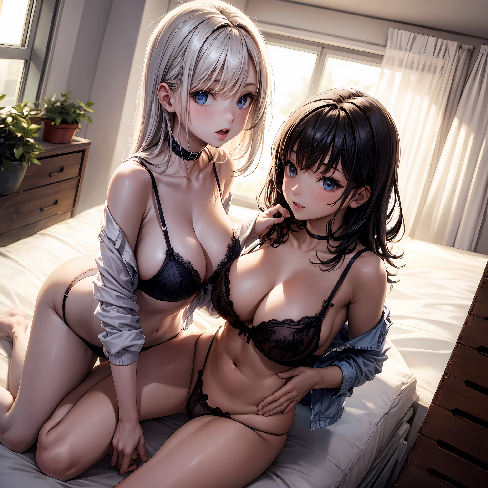 Women's transparent lingerie panties black silk cleavage lewdness