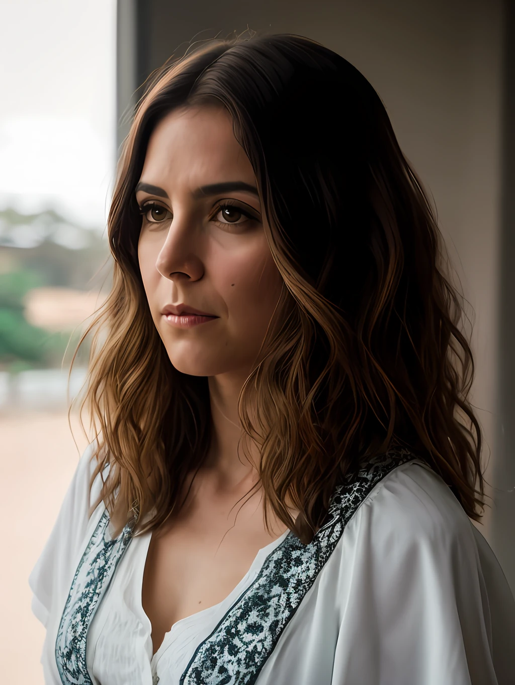 uma garota de 20 anos, com cabelo ruivo e sardas na pele, Professional Color Grading, sombras suaves, sem contraste, clean sharp focus, cinematic movie photograph