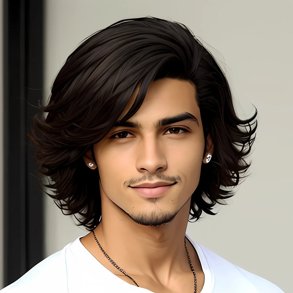 Garoto cabelo preto ondulado