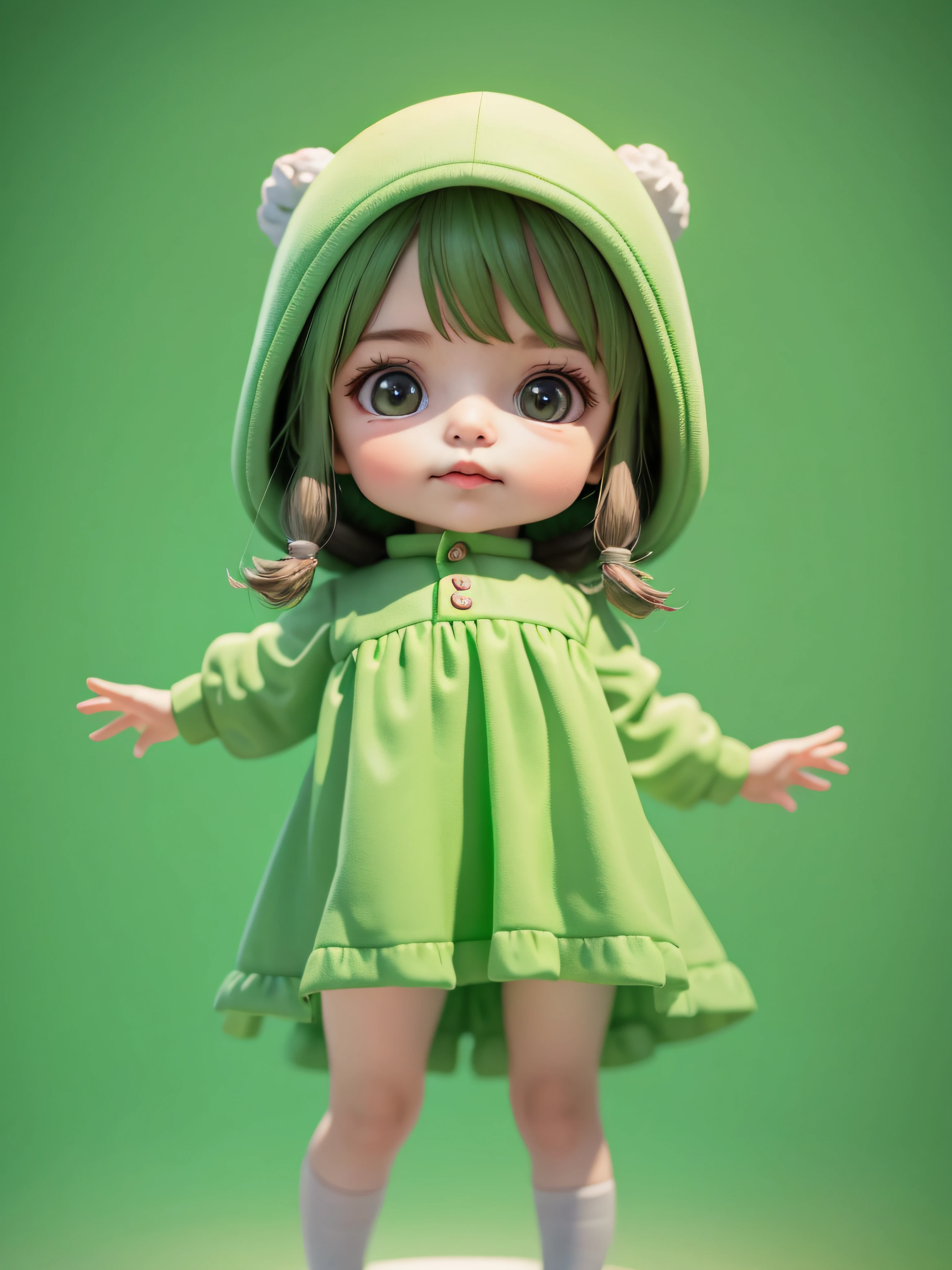 A cute little girl with green screen background