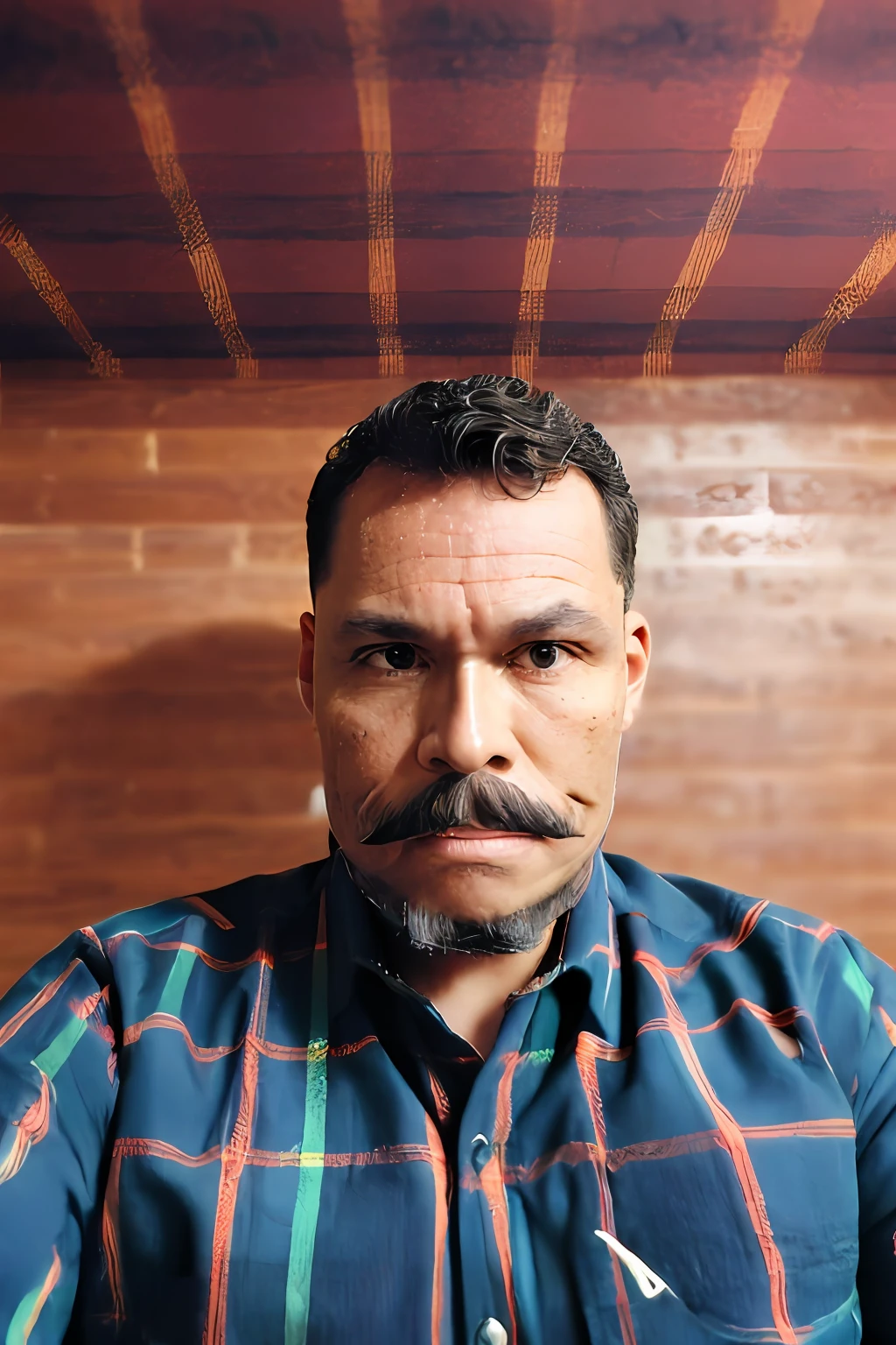 guttonerdvision7, imagem conceitual de um lenhador de ((((barba e bigode muito compridos)))) e olhos castanhos, ((wearing a plaid shirt pants)), Professional Color Grading, sombras suaves, sem contraste, clean sharp focus, cinematic movie photograph