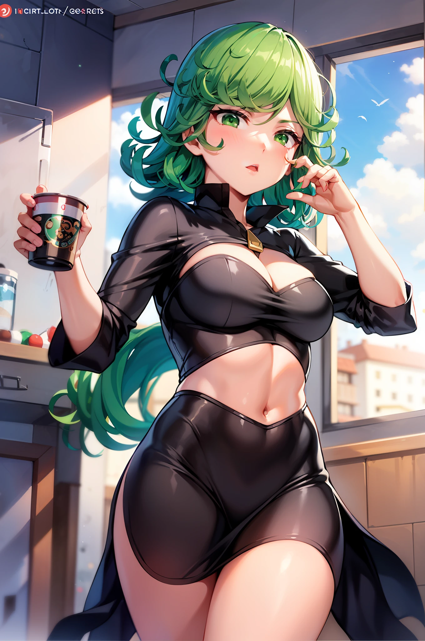 (obra-prima, melhor qualidade: 1.2), sozinho, 1 , Tatsumaki, WeChat, boca fechada, looking up at the audience, hands on face, flutuando no ar, ela usa traje voador Dunhuang, calcinha aparecendo
