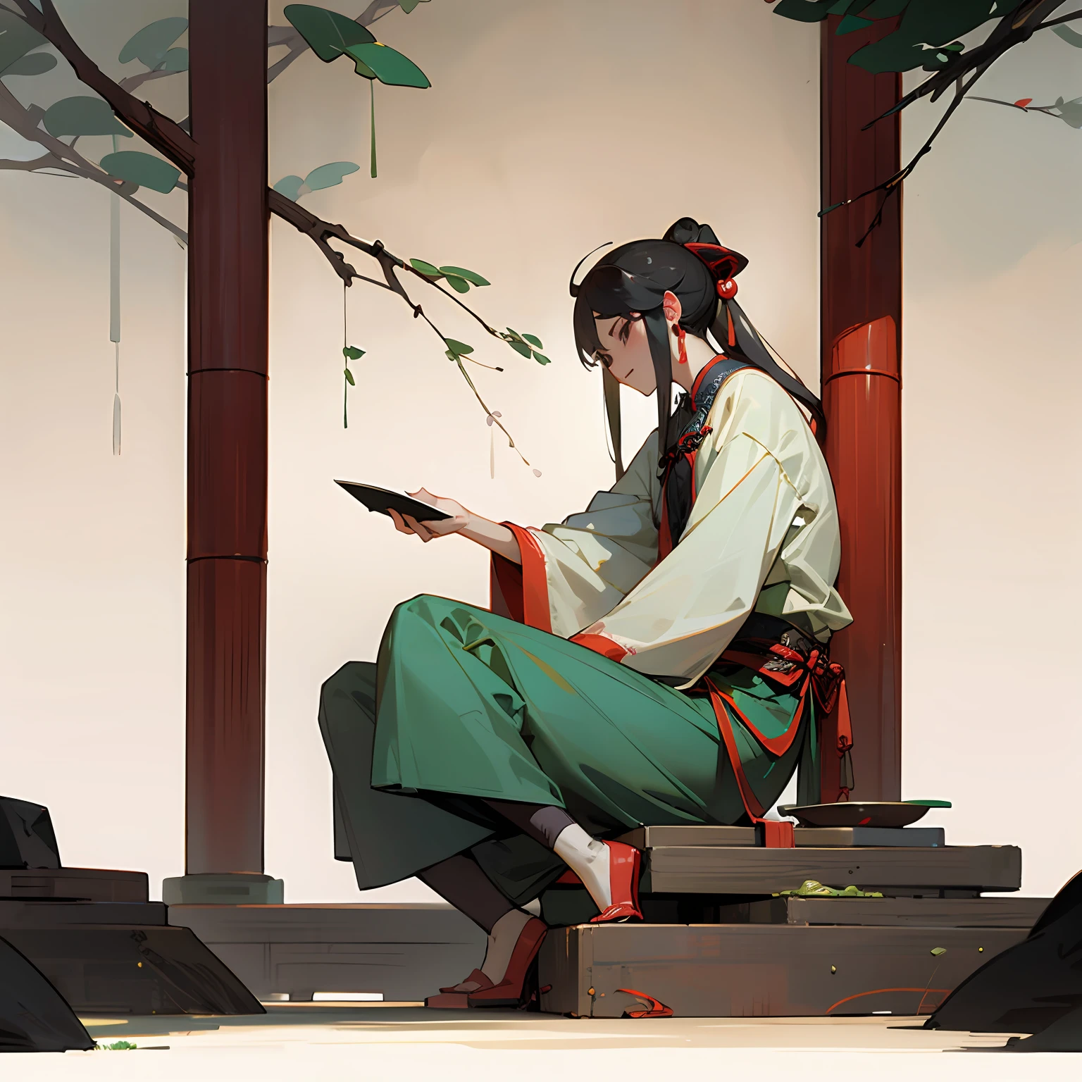 Ancient Chinese Qu Yuan figure,rspective