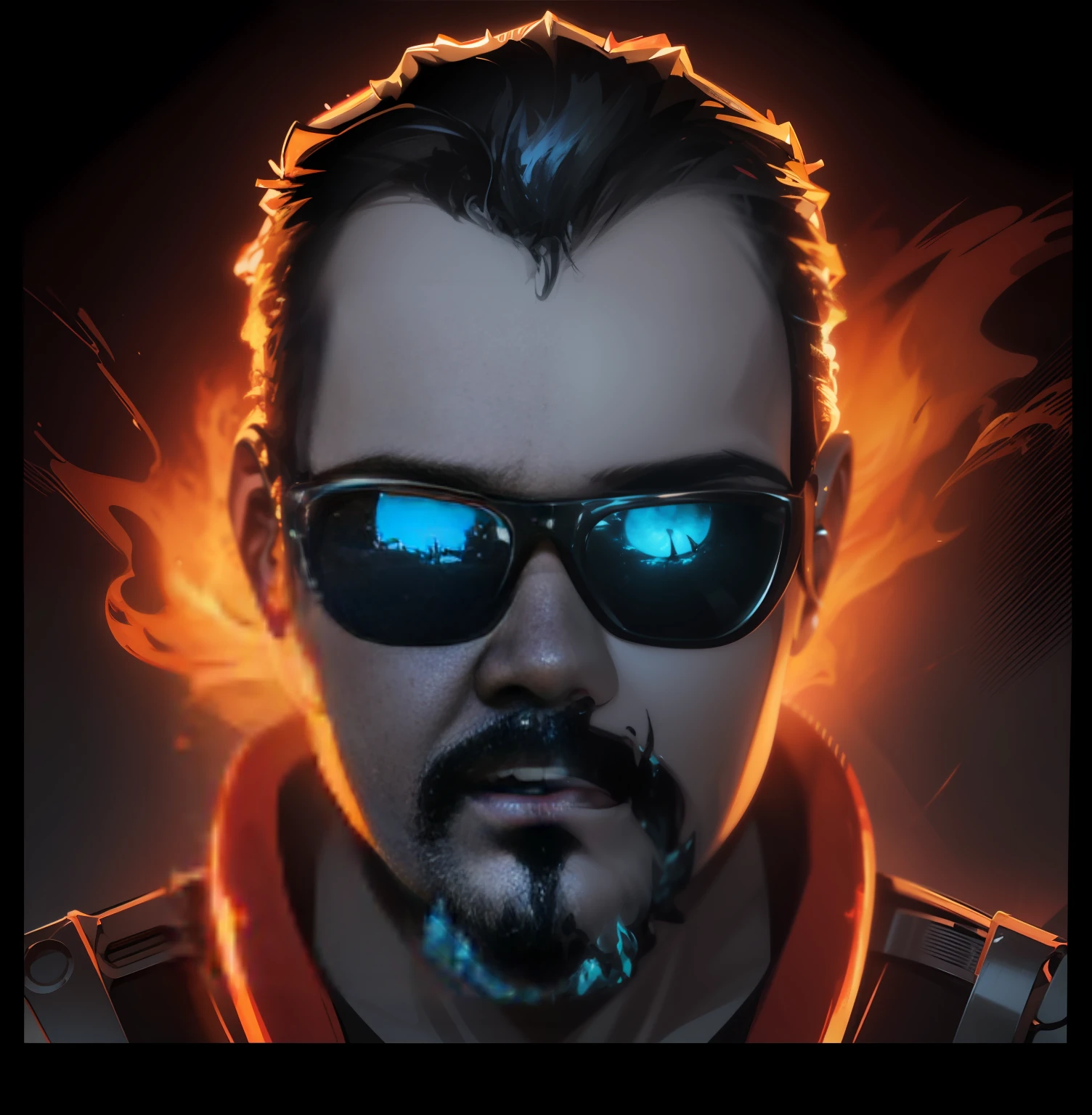 Create a vivid and captivating image generator: a striking, photorealistic 3D representation of a flaming skull adorned with a regal crown embellished with radiant jewels. The skull should be depicted from the head and shoulders, exuding an intense glow that contrasts against a swirling vortex of black background. The backdrop should feature bright, dynamic flames and wisps of grey smoke, seamlessly blending together. To enhance the visual impact, the image should boast intricate details, such as realistic textures, meticulous shading, and a high-gloss finish. Additionally, incorporate neon strokes throughout the composition, adding a vibrant and electrifying element to the overall design.