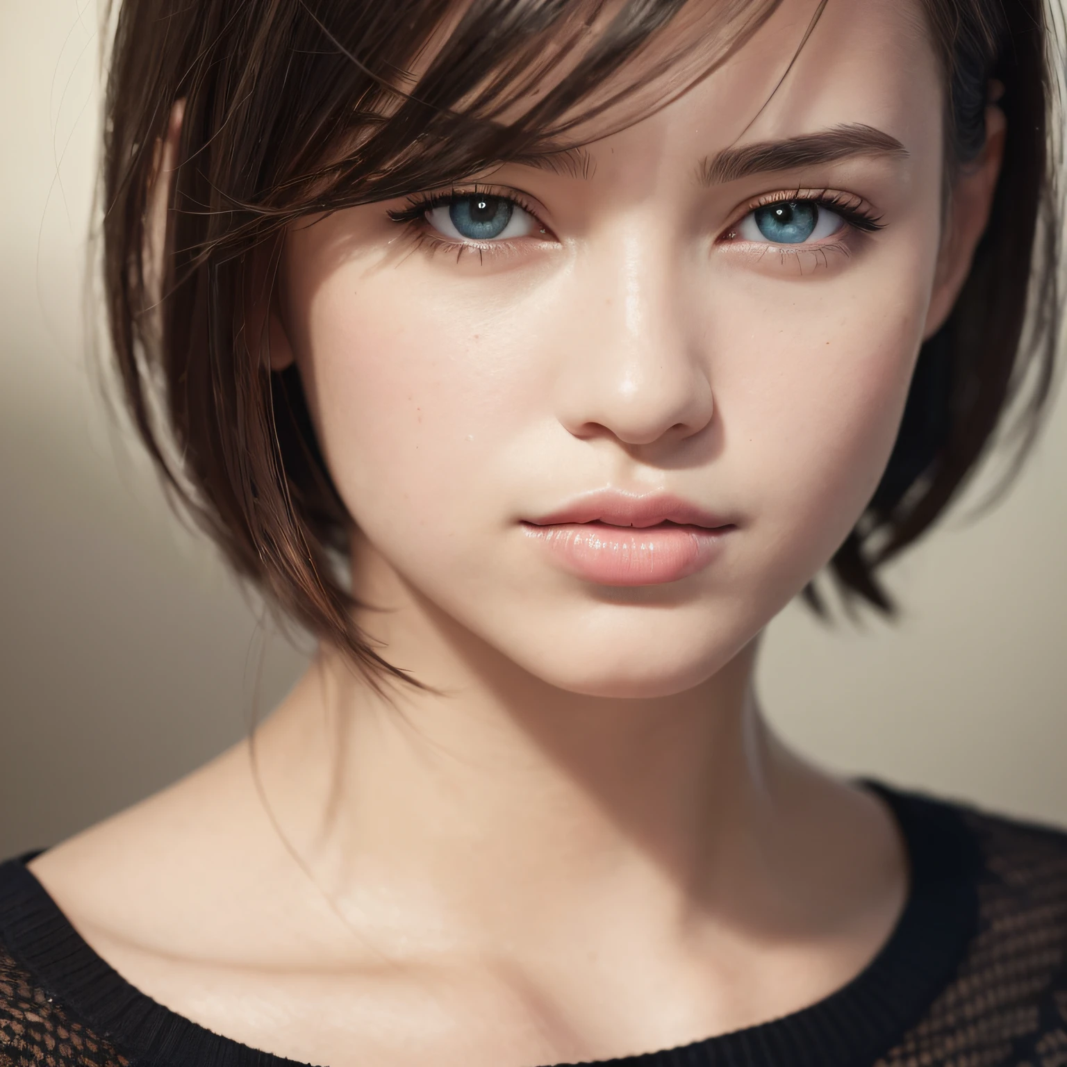 (masterpiece:1.3), (8k, photorealistic, RAW photo, best quality: 1.4), (1girl), beautiful face, (realistic face), (black hair, short hair:1.3), beautiful hairstyle, realistic eyes, beautiful detailed eyes, (realistic skin), beautiful skin, (sweater), absurdres, attractive, ultra high res, ultra realistic, highly detailed, golden ratio --auto