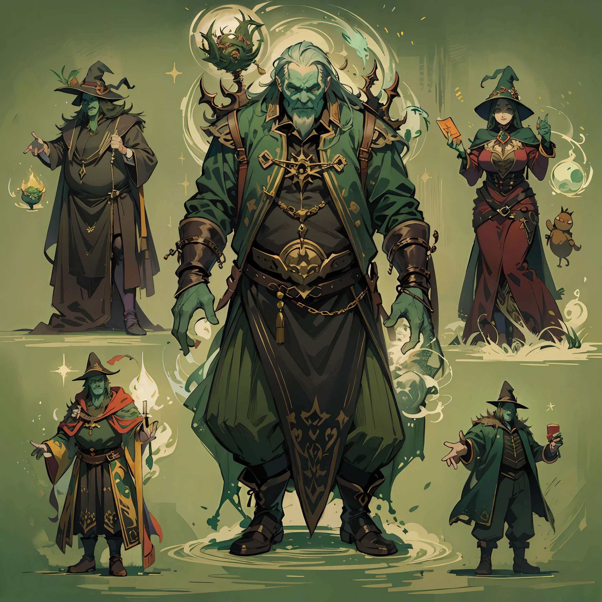 witch, fat and bent man, human Gul'dan, villain, green magic powers, necromancer