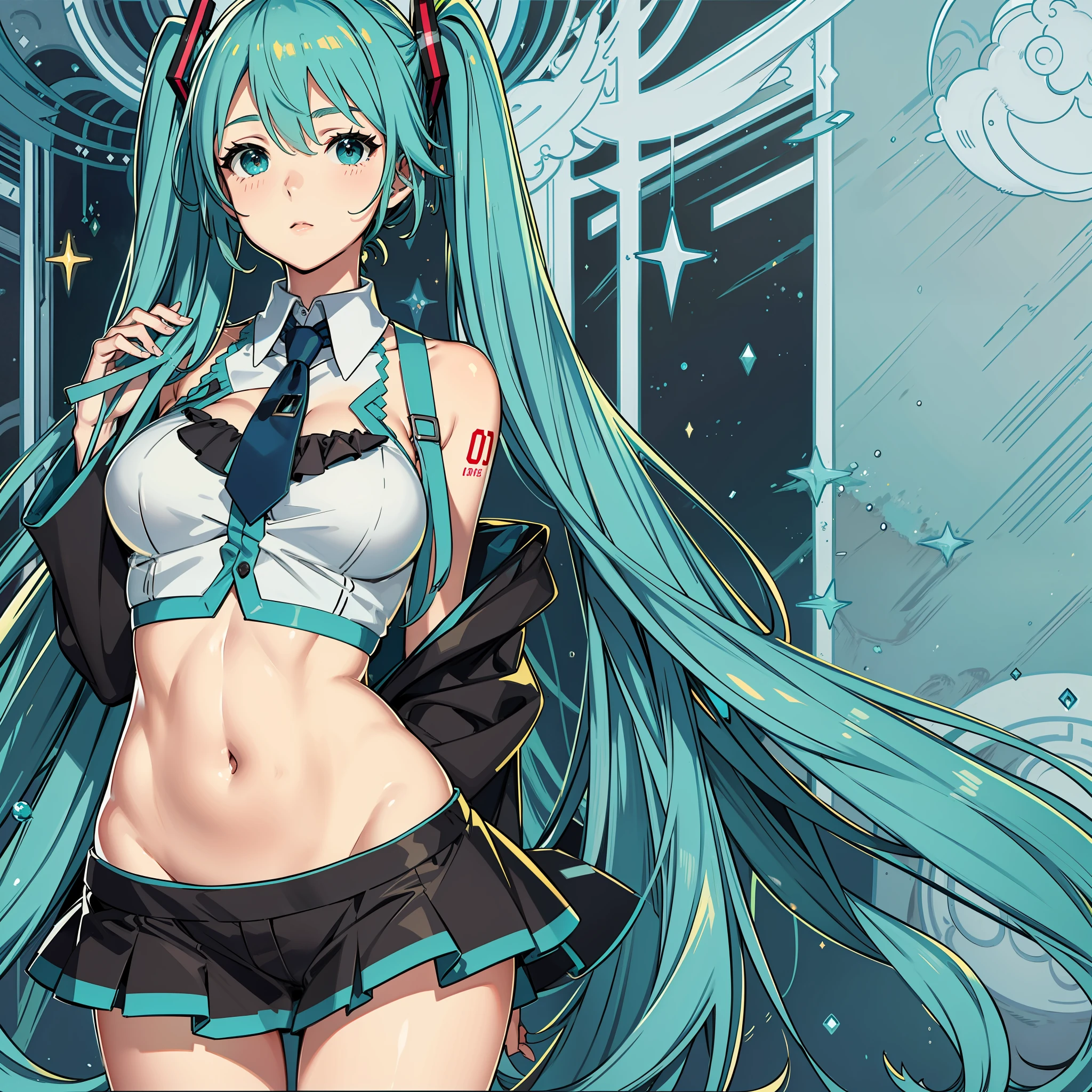Hatsune Miku sem roupas sedutora anime exposta calcinha sentada com as pernas abertas, cabelo verde