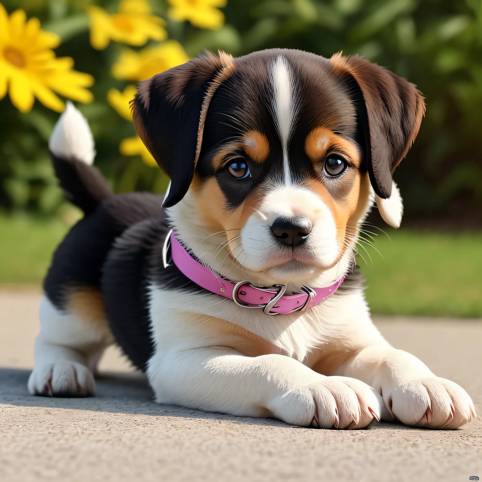 Imagem de um cachorro filhote muito fofo:

The sun shines brightly on a beautiful summer day, enquanto o gramado verdejante serve como um tapete macio para um pequeno cachorro filhote de pelagem branca e macia. His eyes sparkle with curiosity and innocence, e suas orelhinhas levantadas demonstram alerta e interesse em seu entorno.

The puppy is lying on its stomach, com as patinhas dianteiras levemente esticadas para o ar, como se estivesse aproveitando o calor do sol e deixando a brisa acariciar sua pele. Its pink snout is irresistible, just like your tongue that's slightly sticking out, demonstrando um sorriso canino.

A colorful collar is attached to your neck, um sinal de amor e cuidado de seu dono, that's probably around, enjoying the puppy's adorable moment. His expression is one of complete happiness, And it's impossible not to smile when you see this image.

Com sua pequena e redonda barriguinha, The puppy shows that he is satisfied and comfortable, pronto para receber carinhos e brincadeiras. His gaze conveys confidence and affection, awakening an irresistible urge to take him in her lap and fill him with hugs and kisses.

This image is a real invitation to fall in love with dogs and remind us of how much these special creatures are able to bring joy and love into our lives. It is impossible to resist the charm of the puppy dog, and his cuteness is able to melt the hardest hearts.

Agora, Take a moment to appreciate the image of this very cute puppy dog and let yourself be enveloped by its tenderness and sweetness. --auto