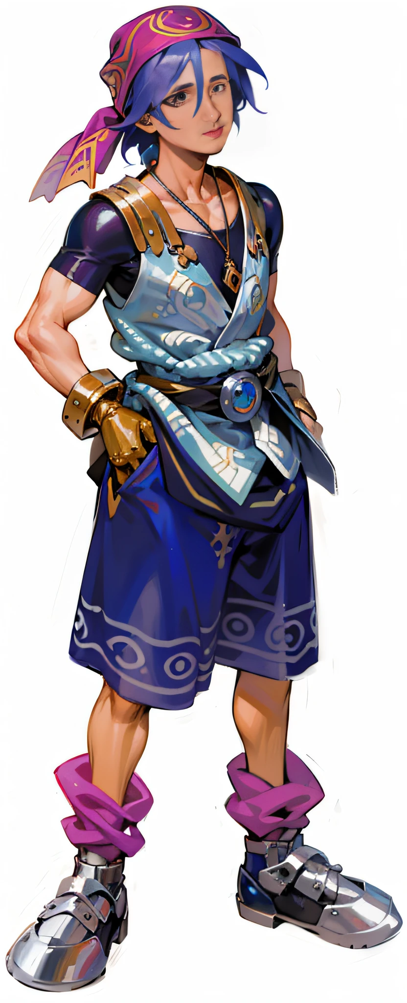 uma imagem de desenho animado de um homem com uma espada e uma bandana, detalhes do corpo inteiro, Close-up de corpo inteiro, corpo inteiro detalhado, wearing shiny breastplate, Iconic character of high detail, arte detalhada do personagem, design de roupa clara, conceito de corpo inteiro, com armadura escamosa, conceito detalhado de corpo inteiro, Personagem JRPG, corpo inteiro detalhado, Arte do personagem JRPG --auto