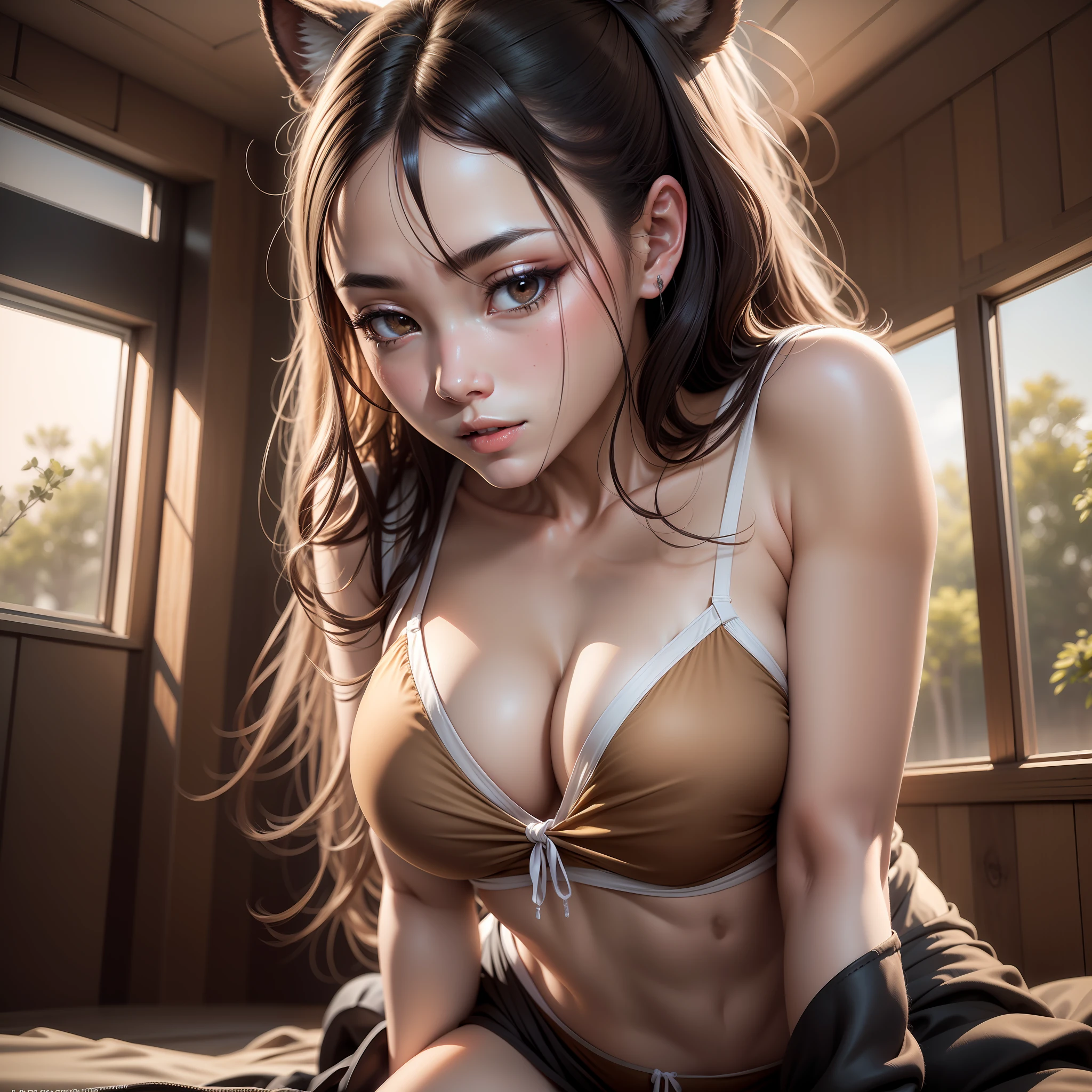 Ultra photo realsisim, Photo, Photorealistic, High quality, Realistic style, full body, High definition, High quality, Realistic, shaded, Photorealism, Ray tracing, 8K, hyper HD, (jpn, toyko, 城市, (Hyper-realistic), (illustratio), (A high resolution), (8K), (extremely higly detailed), (Most Best Illustration), (美丽细致的眼睛), (best qualtiy), (ultra - detailed), (tmasterpiece), ( the wallpaper), (Detailed face), 独奏, 1个Giant Breast Girl, looking at viewert, the detail, Detailed face, in the darkness nigth, deep shading, low tune, pureerosfaceace_V1, ssmile, A half body, See-through super little bikini, (( Camel hooves) ),, Long legs, Big breasts Thin waist, Cocked buttocks, Ultra-fine makeup, Ultra-fine lining, leg apart