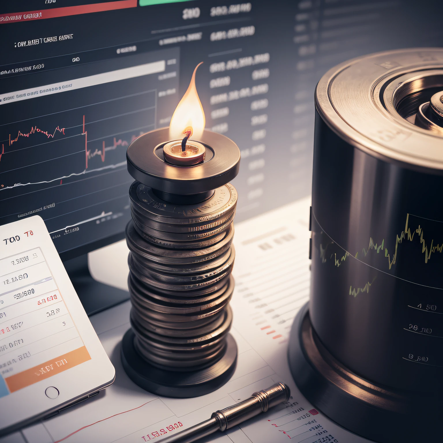 Financial market with candlestick charts. --auto