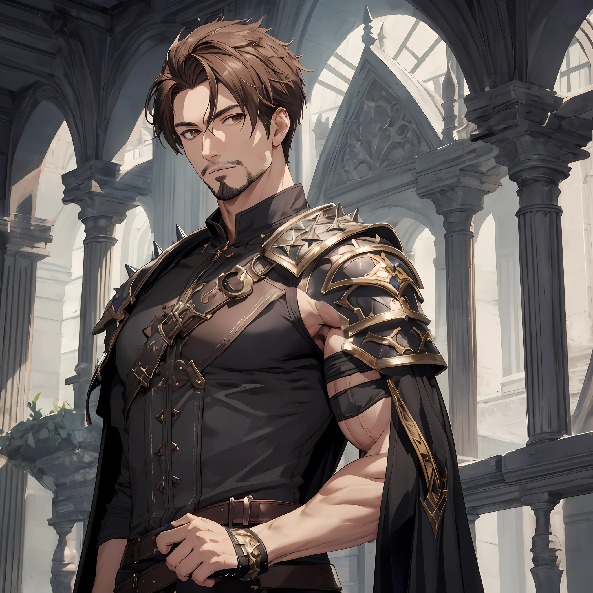 muscular, muscular arms, male, shadowverse style, masterpiece, highly detailed, Showing Off Arm without clothing