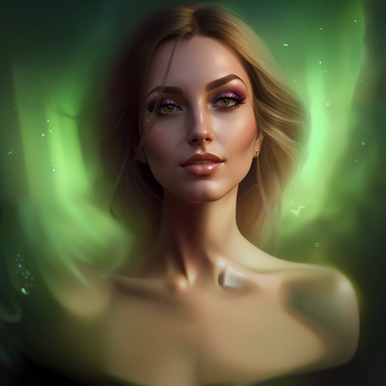 Remove any artefacts on the lips, nose and jaw line. Cean smooth face with just the makeup. Keep lightning and shados.