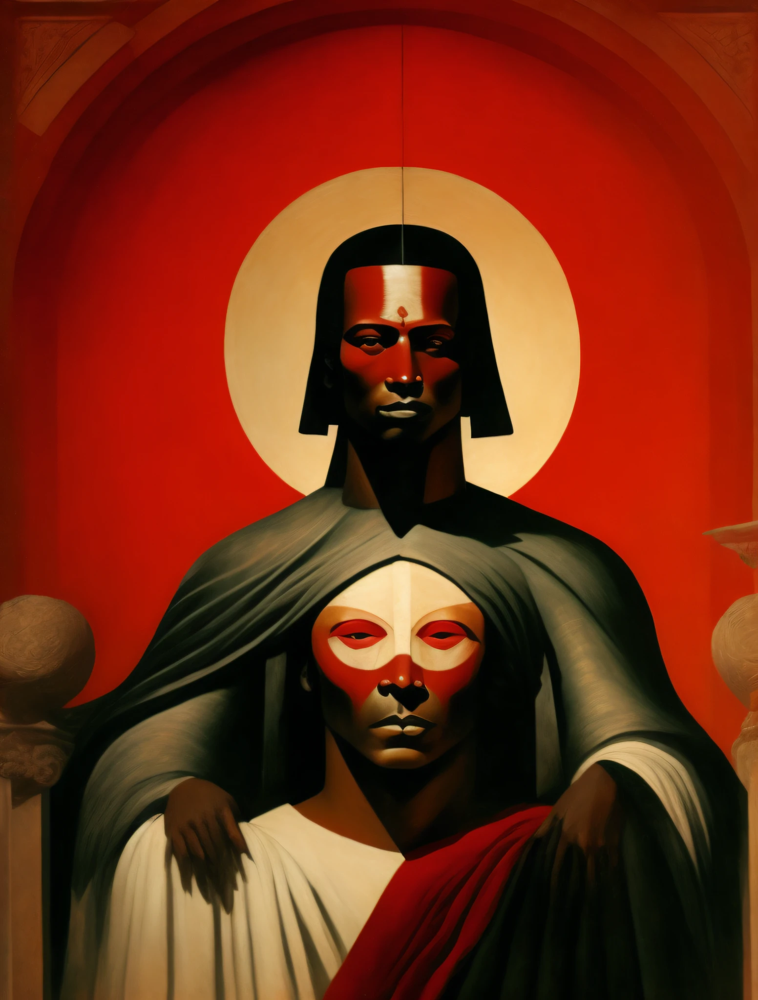 YAO of xango,homem negro forte, guerreiro, god of justice ,o orixa ,corpo inteiro,over all view, African ORIXÁ, cabelos pretos,deus entidade,tons vermelhos, brancos,floresta,Deus, Ioruba, negro lindo, matas,highes definition, pintura klint, abstrata,King of Justice, deus forte, vestindo um ade detalhado e intrincado,vermelho,arte abstrata que usa formas sobrepostas branco e vermelho ,Deus,olhar firme, sweet countenance cosmic goddess, astrofotografia