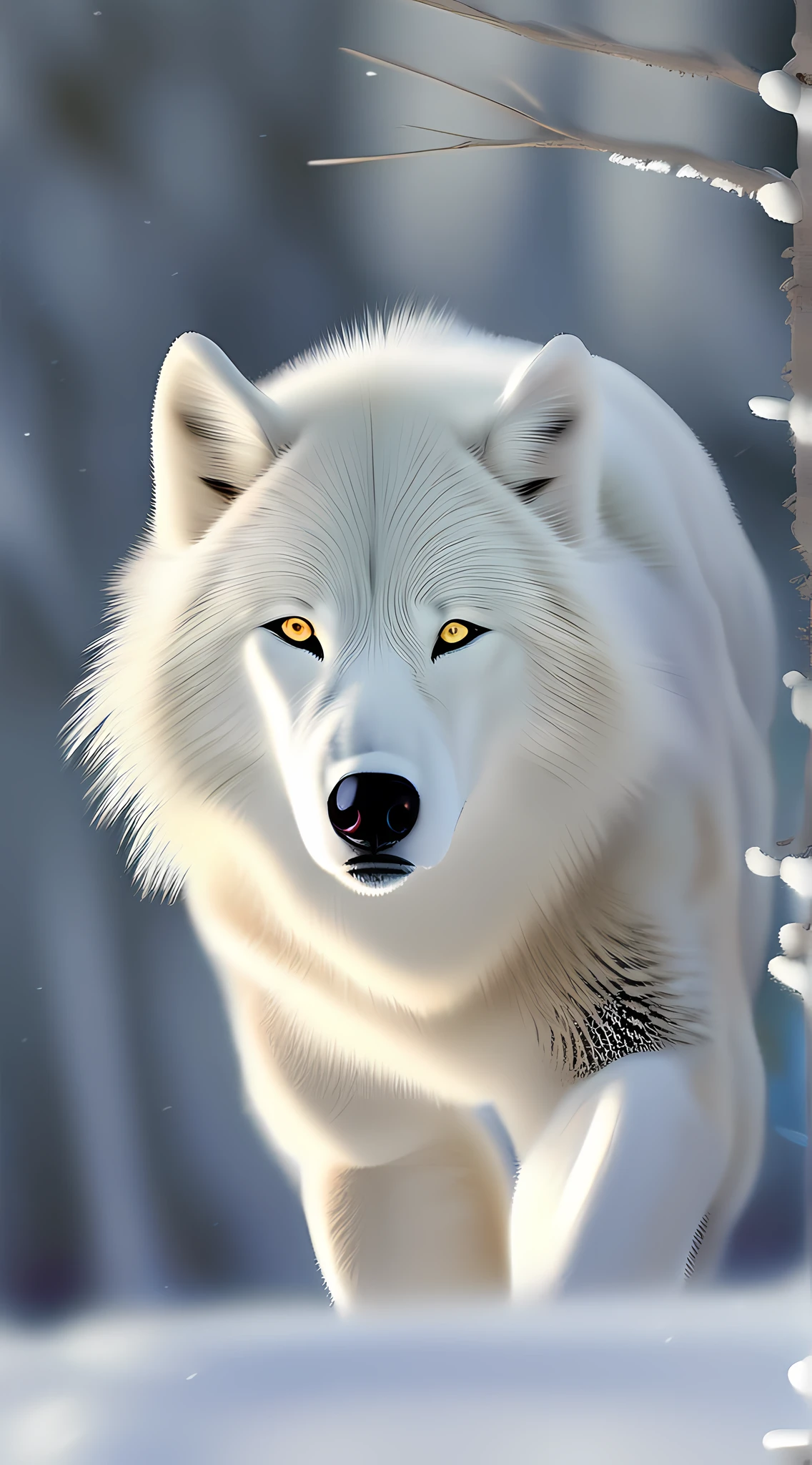O majestoso lobo siberiano, Com sua pelagem espessa e densa, This protects from the extreme cold of Siberia, Com seus olhos amarelos brilhantes, E orelhas pontudas, Known for his strength and hunting ability., Package Leader, Com seu uivo poderoso, Que ecoa pelas montanhas geladas, Uniting wolves in one voice., Skilled hunter, Que persegue sua presa com destreza, Always in search of food for your family., Lobo Siberiano, Symbol of strength and power, that inspires respect and admiration, Um verdadeiro rei da natureza., Arte Pop, High detail, sombra projetada, linhas de velocidade, profundidade de campo, Cinematic lighting, First-person view, Reflexo da lente, 360 view, 8k, Altas, best quality, Premiado, alta qualidade, Detalhes altos, Super Detalhe, pele texturizada, anatomicamente correto, master part, ccurate, UHD