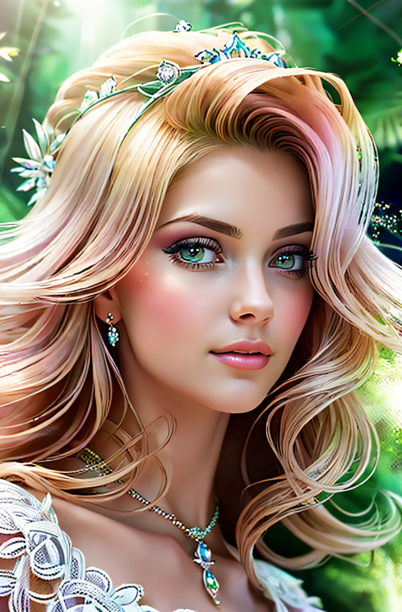 a woman in a pink dress with a tiara on her head, stunning digital illustration, retrato bonito da arte da fantasia, bela arte digital, Beautiful digital illustration, Loira - Princesa Cabelos, realistic fantasy illustration, lindo arte digital, estilo de arte de fantasia, arte digital detalhada bonito, retrato da princesa, linda arte digital linda, bela arte digital, arte digital de fantasia detalhada, lindo pintura digital