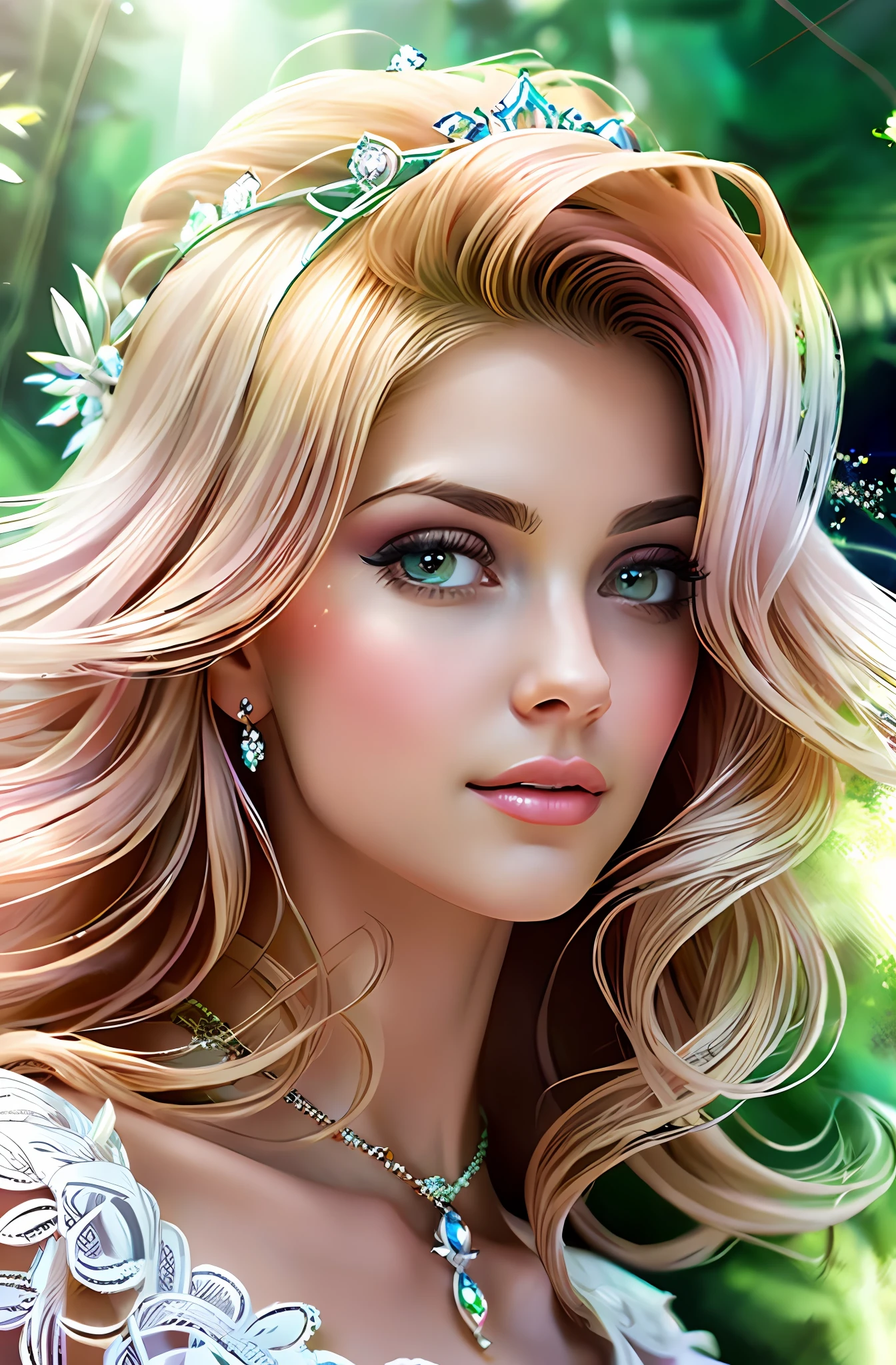 a woman in a pink dress with a tiara on her head, stunning digital illustration, retrato bonito da arte da fantasia, bela arte digital, Beautiful digital illustration, Loira - Princesa Cabelos, realistic fantasy illustration, lindo arte digital, estilo de arte de fantasia, arte digital detalhada bonito, retrato da princesa, linda arte digital linda, bela arte digital, arte digital de fantasia detalhada, lindo pintura digital