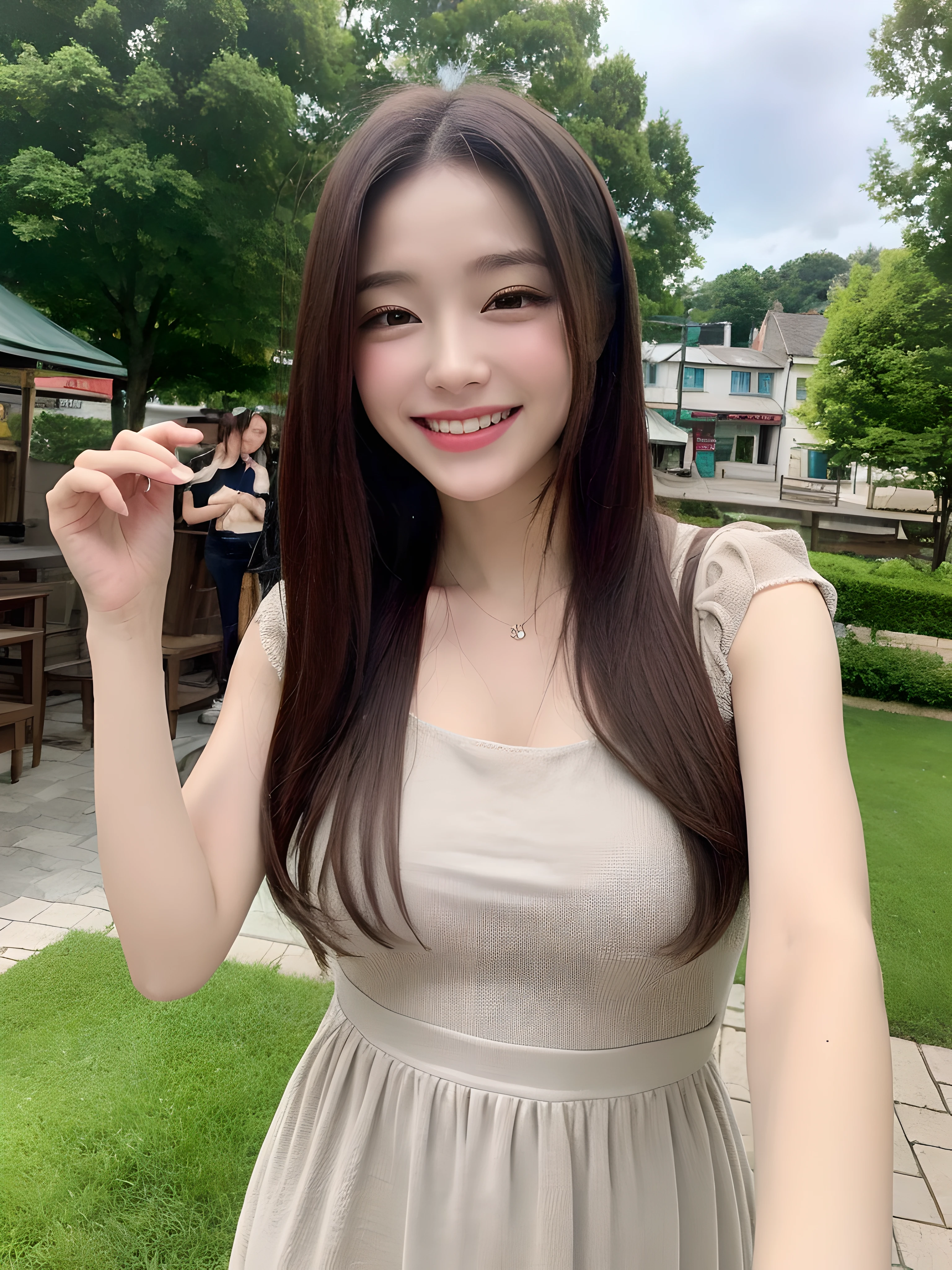 (((Best image quality,8K quality),tmasterpiece)), Drawing style tag: Natural casual hairstyle:1.2, dress detailed:1.1, The body emphasized: 1. Slender female abs:1.3, plumw:1.2, Summary of body details: Refined face:1, 二重まぶた:1, ssmile:1, Picture scene details: Beautiful village, Female life.
