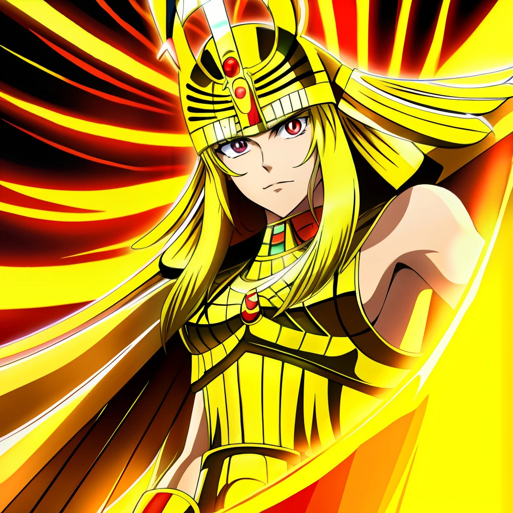 Egyptian Sun God Ra ready for a battle in an anime version
