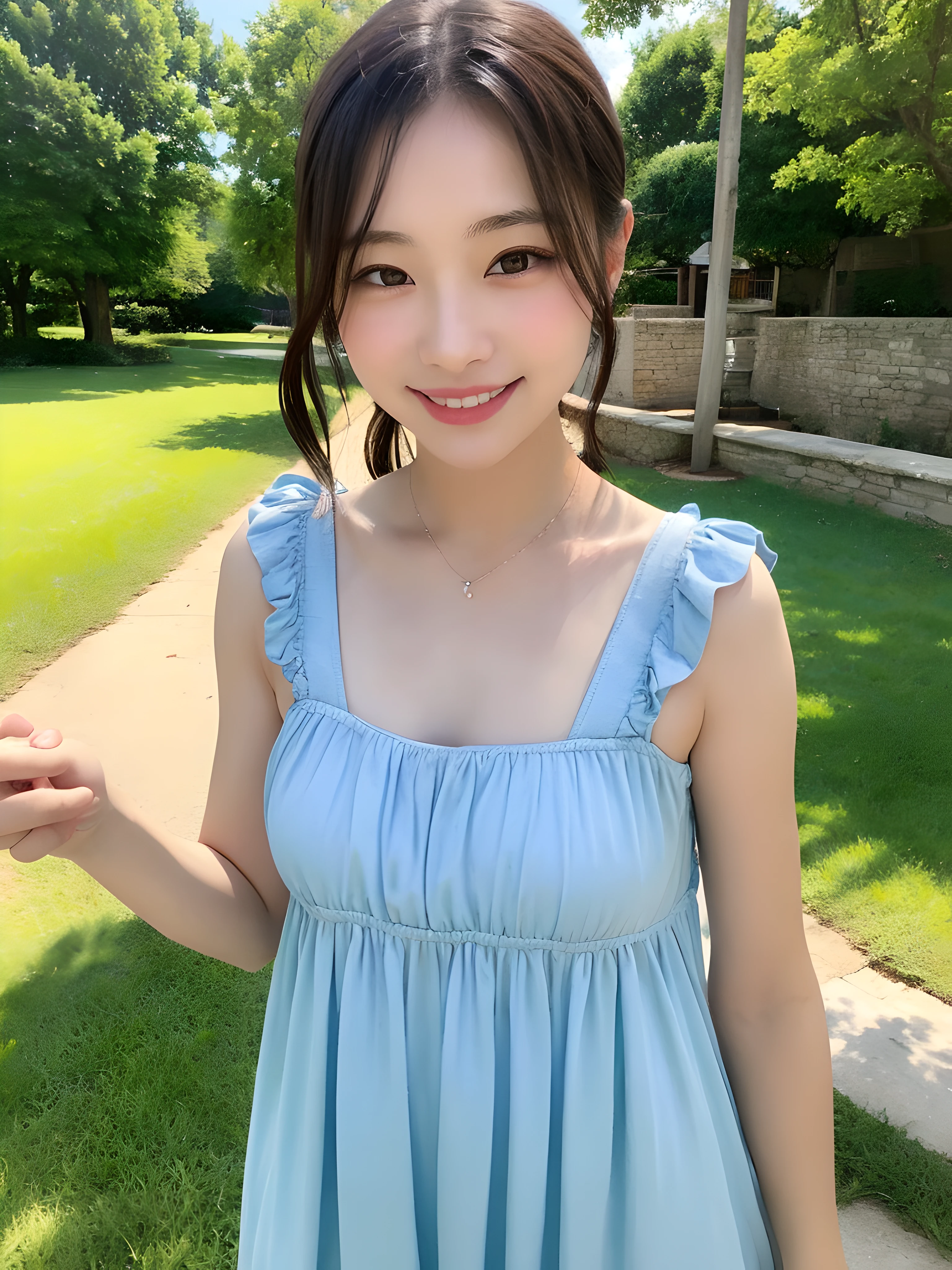 (((Best image quality,8K quality),tmasterpiece)), Drawing style tag: Natural casual hairstyle:1.2, dress detailed:1.1, The body emphasized: 1. Slender female abs:1.3, plumw:1.2, Summary of body details: Refined face:1, 二重まぶた:1, ssmile:1, Picture scene details: Beautiful village, Female life.