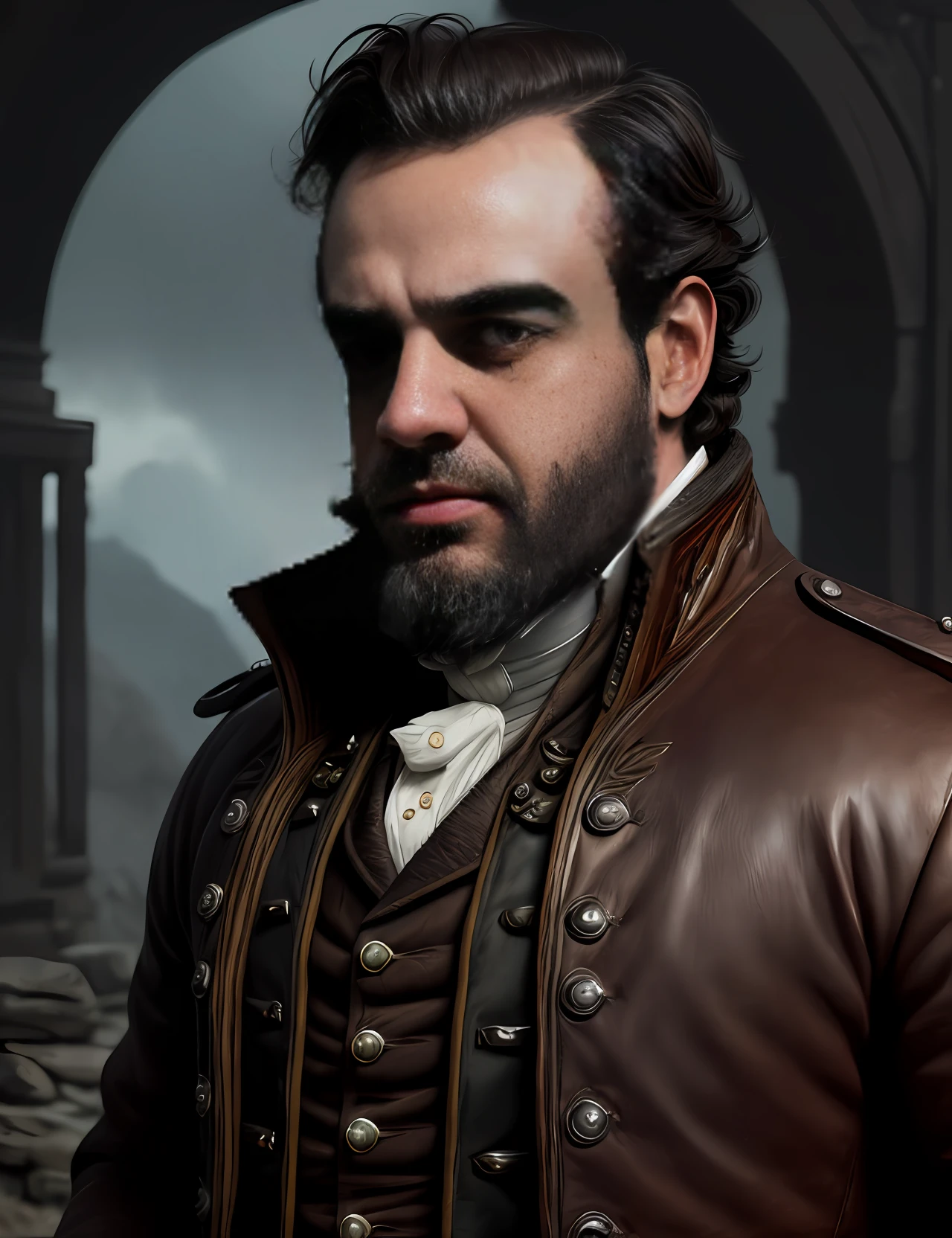 portrait of a rugged 19th century man with mutton chops in a jacket, victorian, concept art, detailed symmetric eyes, detailed gorgeous face, fantasy, highly detailed, cinematic lighting, digital art painting by greg rutkowski, 8k uhd, dslr, soft lighting, high quality, film grain, Fujifilm XT3