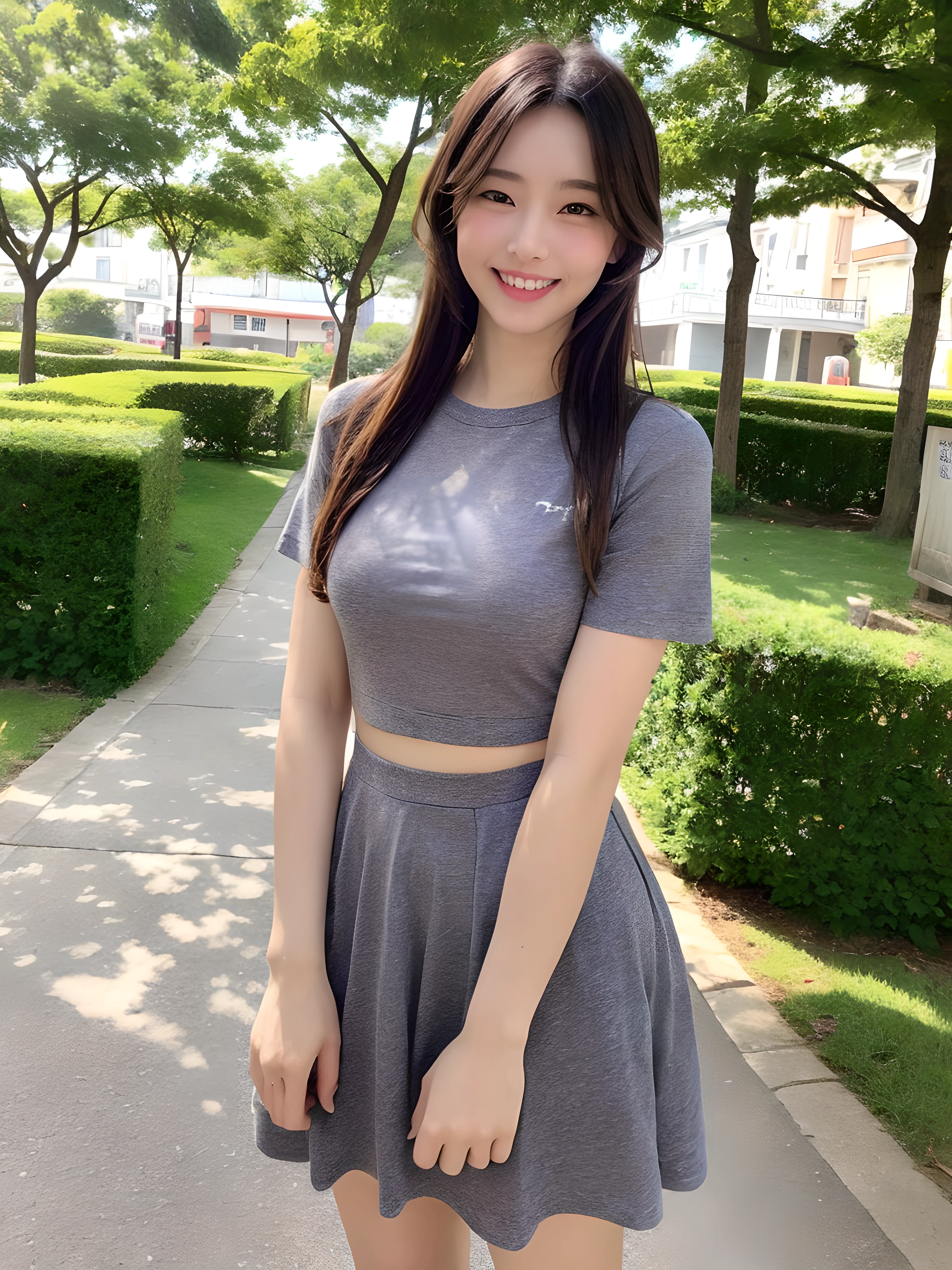 (((Best image quality,8K quality),tmasterpiece)), Drawing style tag: Natural casual hairstyle:1.2, dress detailed:1.1, The body emphasized: 1. Slender female abs:1.3, plumw:1.2, Summary of body details: Refined face:1, 二重まぶた:1, ssmile:1, Picture scene details: Beautiful village, Female life.