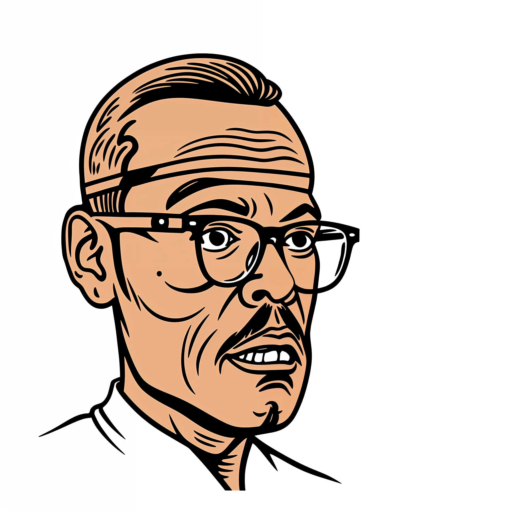 guttonerdvision4, portrait of a man wearing glasses, detailed skin, vector, splash background ink