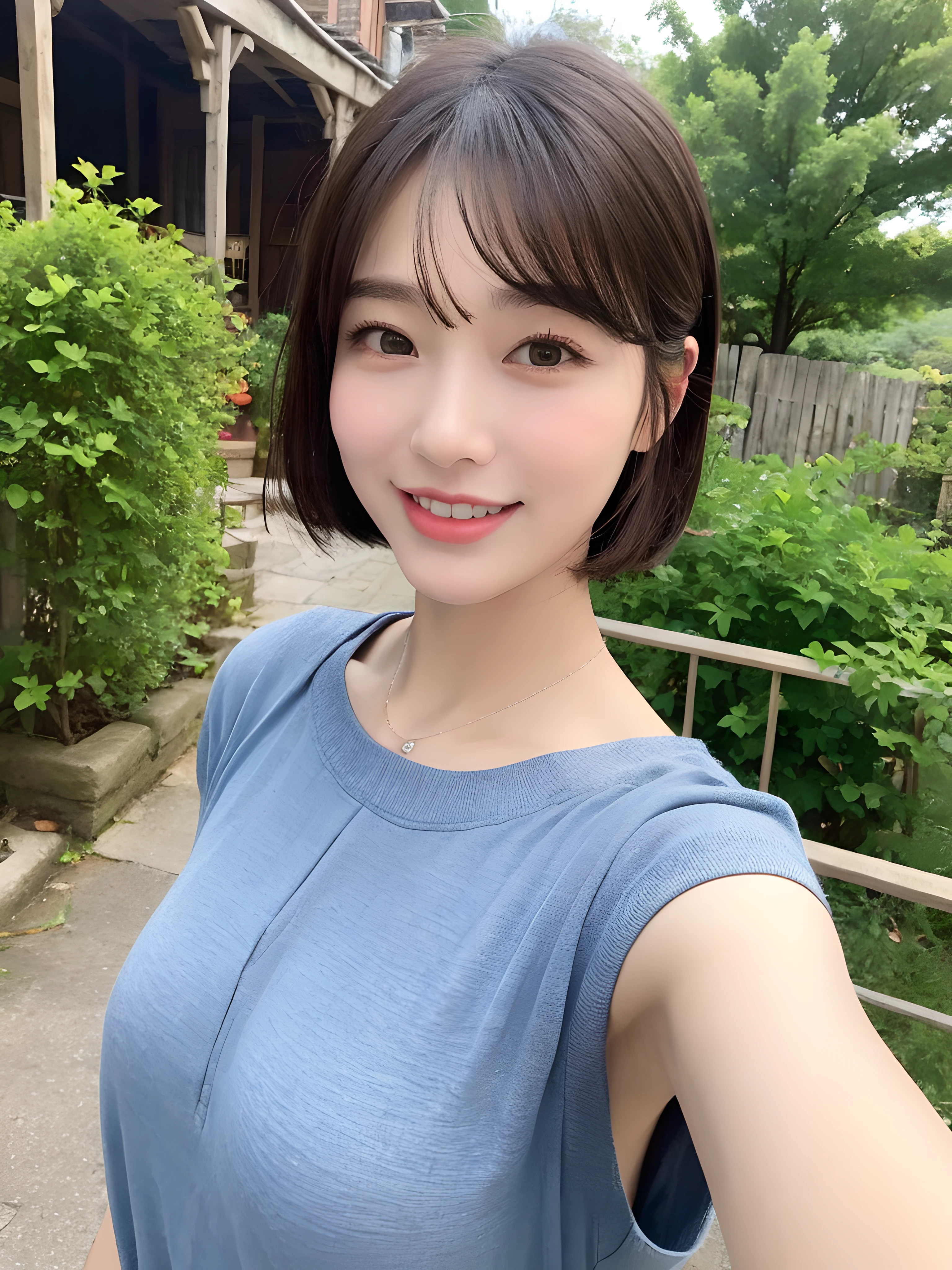 (((Best image quality,8K quality),tmasterpiece)), Drawing style tag: Natural casual hairstyle:1.2, dress detailed:1.1, The body emphasized: 1. Slender female abs:1.3, plumw:1.2, Summary of body details: Refined face:1, 二重まぶた:1, ssmile:1, Picture scene details: Beautiful village, Female life.
