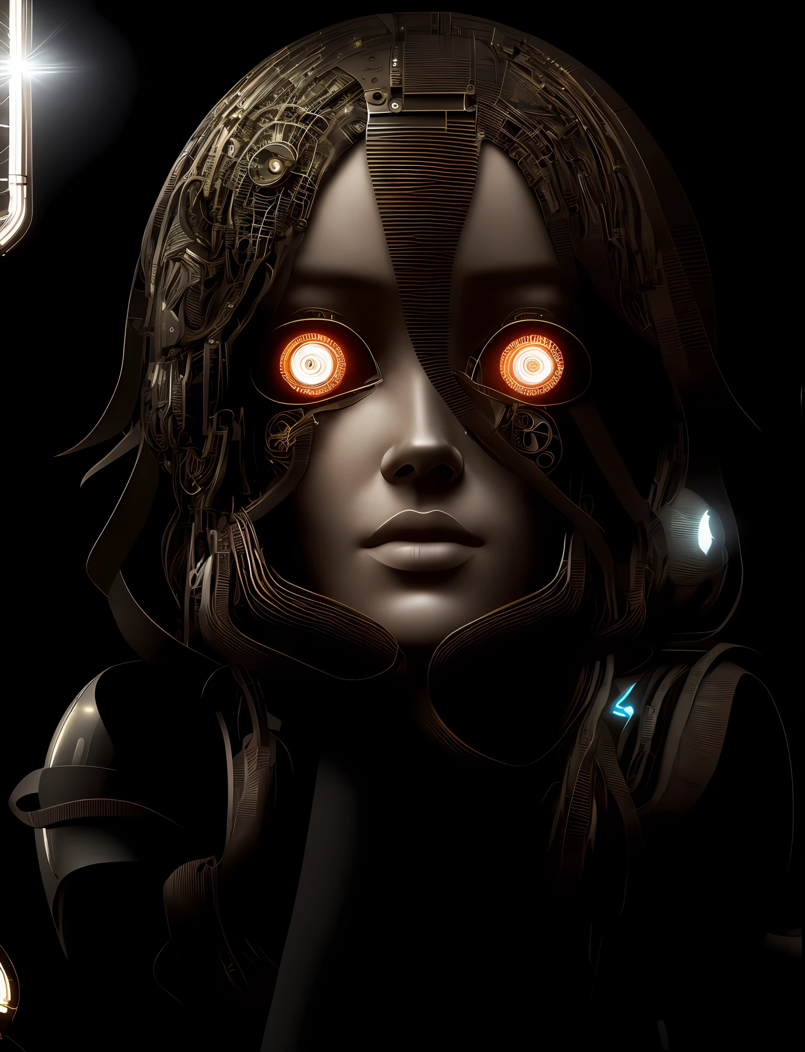 full body cyborg| full-length portrait| detailed face| symmetric| steampunk| cyberpunk| cyborg| intricate detailed| to scale| hyperrealistic| cinematic lighting| digital art| concept art| mdjrny-v4 style