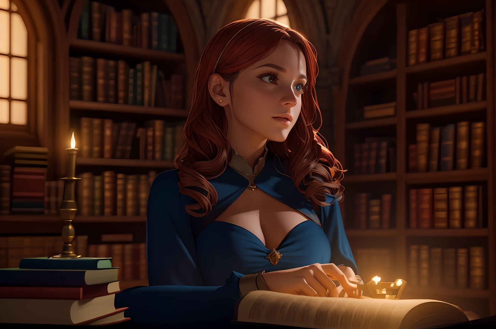 Generate a medieval library in background, photorealistic, (hyperrealistic:1.2), beautiful, masterpiece, best quality, perfect lighting, (colorful),cinematic lighting,extremely detailed CG unity 8k wallpaper,