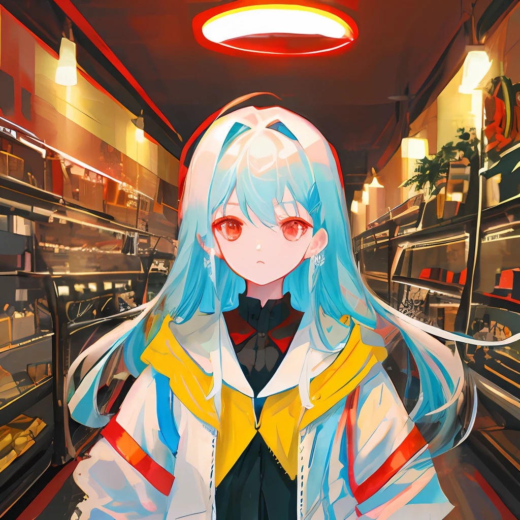 whaite hair,Red eyes,quadratic element,手上拿着ak47