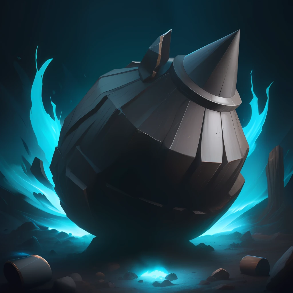 Formigueiro com uma forma de cone redondo, coberto de obsidiana e fungos e musgo, hype realista, 4k, 1:1, anime style