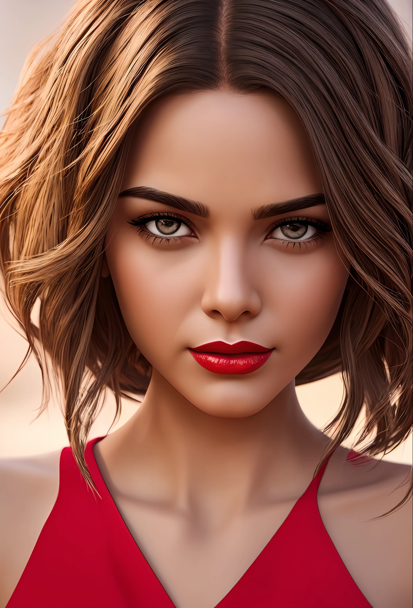 Luz realista, Red lipstick, blusa preta, olhos azuis, super realistic, Beautiful, super realistic, virado para a frente, olhos azuis, majo, rosto perfeito, sem rugas, rosto brilhante, maquiagem, Red lipstick, Pelé Lisa, pintura de retrato, bochechas rosadas, Modelo superior, pintura hiper-detalhada, head-only portrait, circunstanciado, retrato composto, Looking at camera, desligado, 16k, 3D rendering, octane rendering, detalhes intrincados, 8K post-production, high resolution, incredibly realistic and detailed expressions, 8k UHD, artwork raw material, detalhes ultra finos, --auto