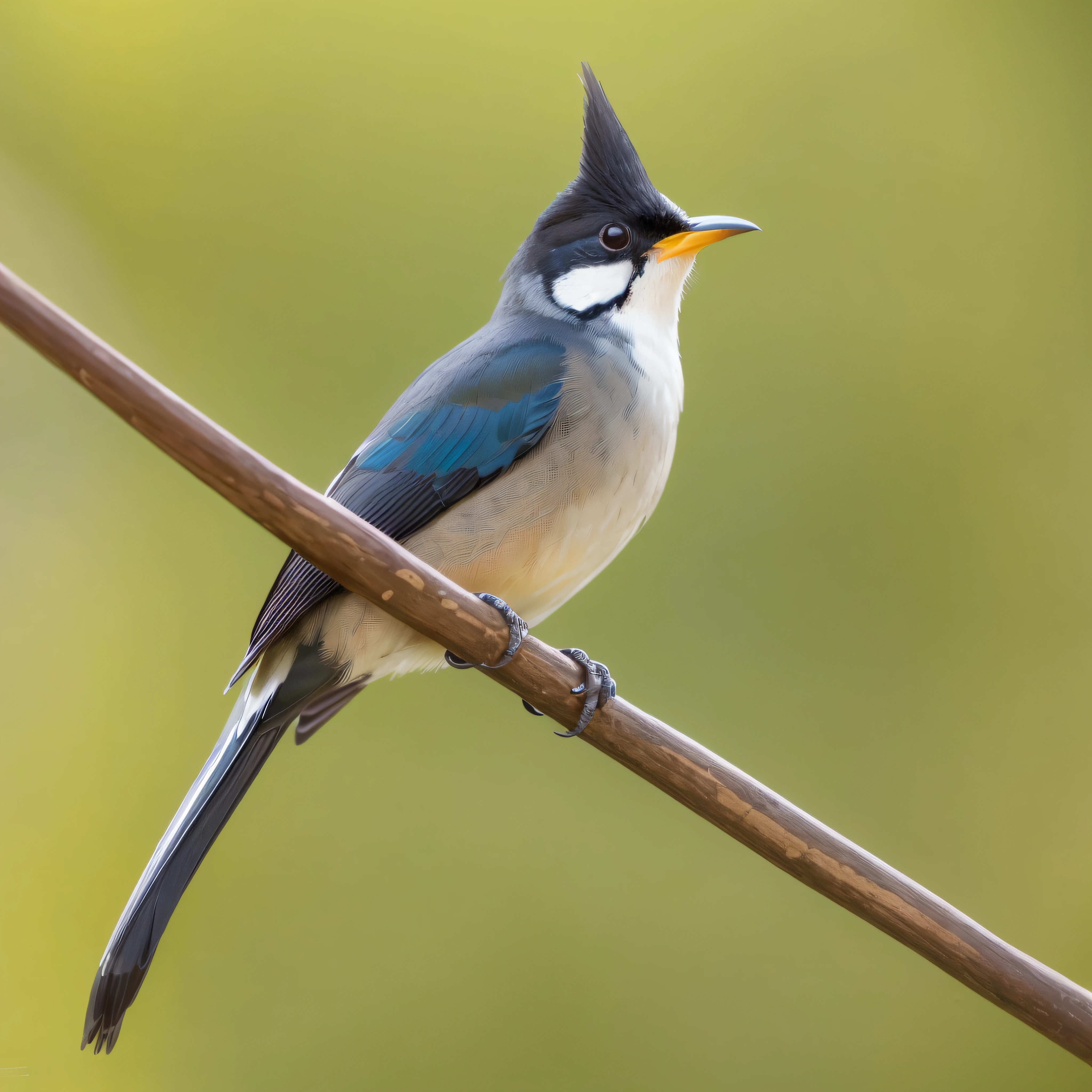 There is a bird sitting on a wire, colorful bird with a long, smooth-chinned, Bird Nightingale as Subject, avian, illustration, is looking at a bird, long thick shiny black beak, close up photograph, Beautiful photo, taken with a Sony A7R camera, Neck, Bird, the photo shows a large, Photo taken with Sony A7R