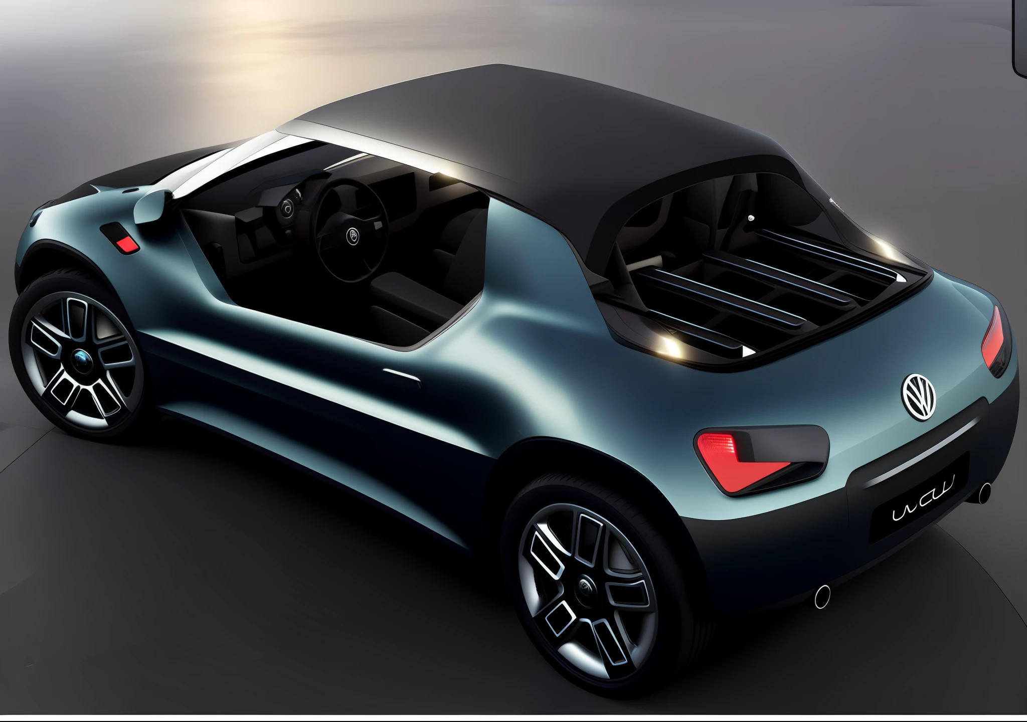 um close up de um carro,vwbup,buggy, com uma parte superior preta e interior laranja, trending on vehicle design, teto de topo macio elevado, carro conceito, conceito, 2 0 1 1, 2011, charrete, 2 0 1 2, 2012, 2014, 2 0 1 4, 2013, vehicle concept photo!!, design de carro conceito