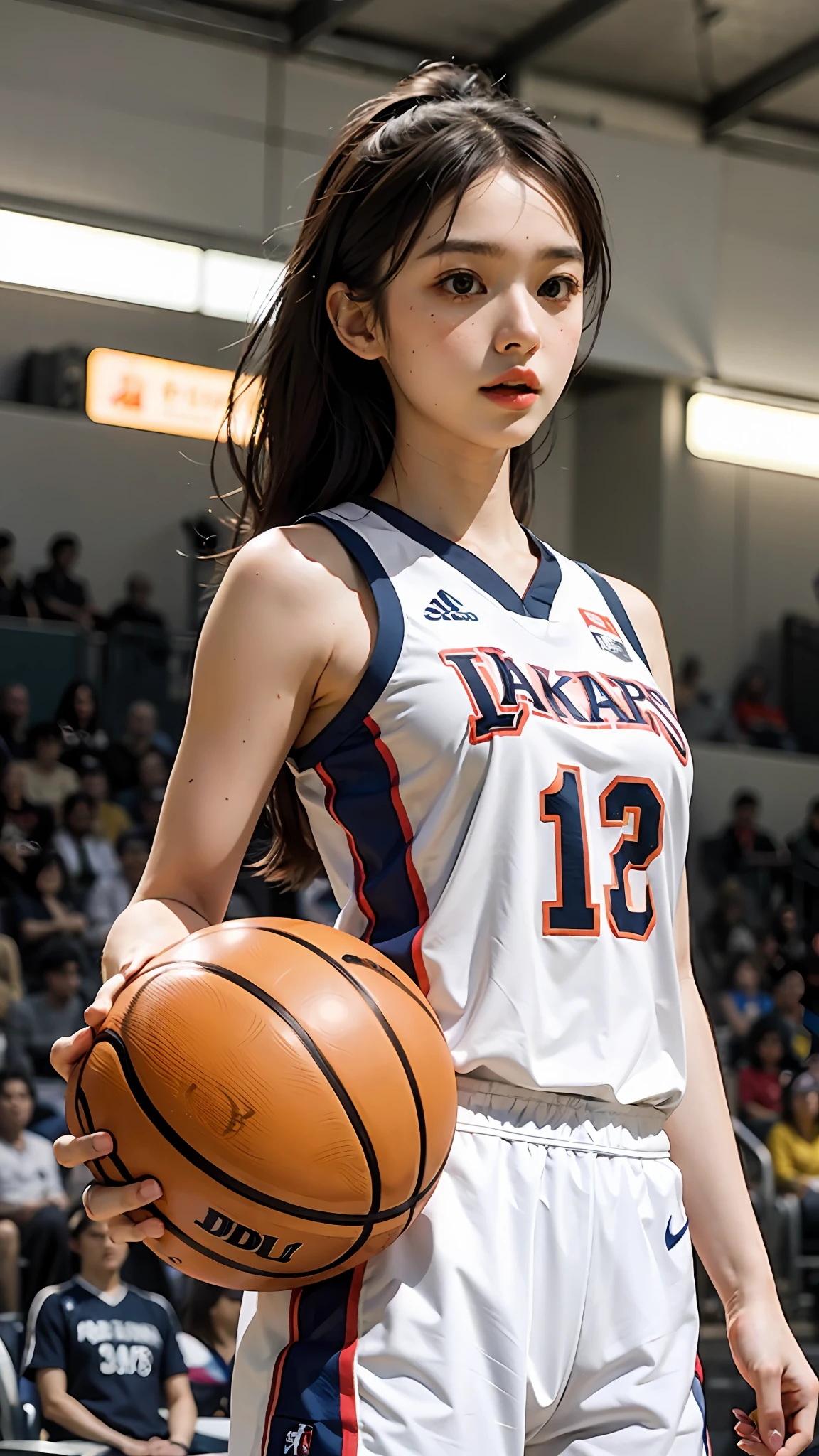 Woman in basketball uniform