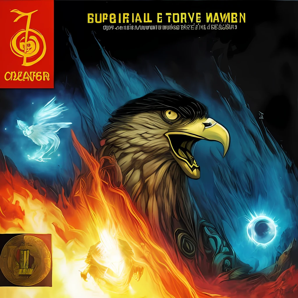 toguro,painting of an eagle breaking through a hole on a black background, arte detalhada da capa, album cape, arte da capa, album cape, music album cover, Album art, capa de arte, arte oficial, Arte Promocional, Album cover art, album cape, capa do cd, Artwork, music album art, design de arte da capa, album cape!, progressive rock album cover